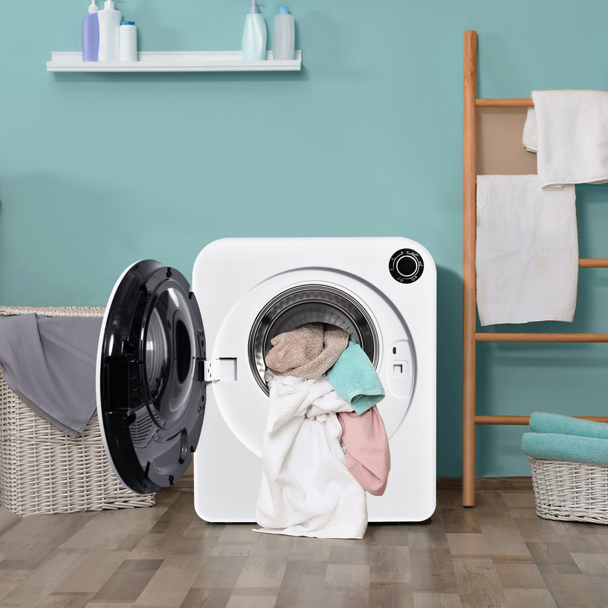 Vented Tumble Dryer, 3 kg, 830 W, Triple Filter, 5 Programs, Wall-Mountable, White Stainless Steel