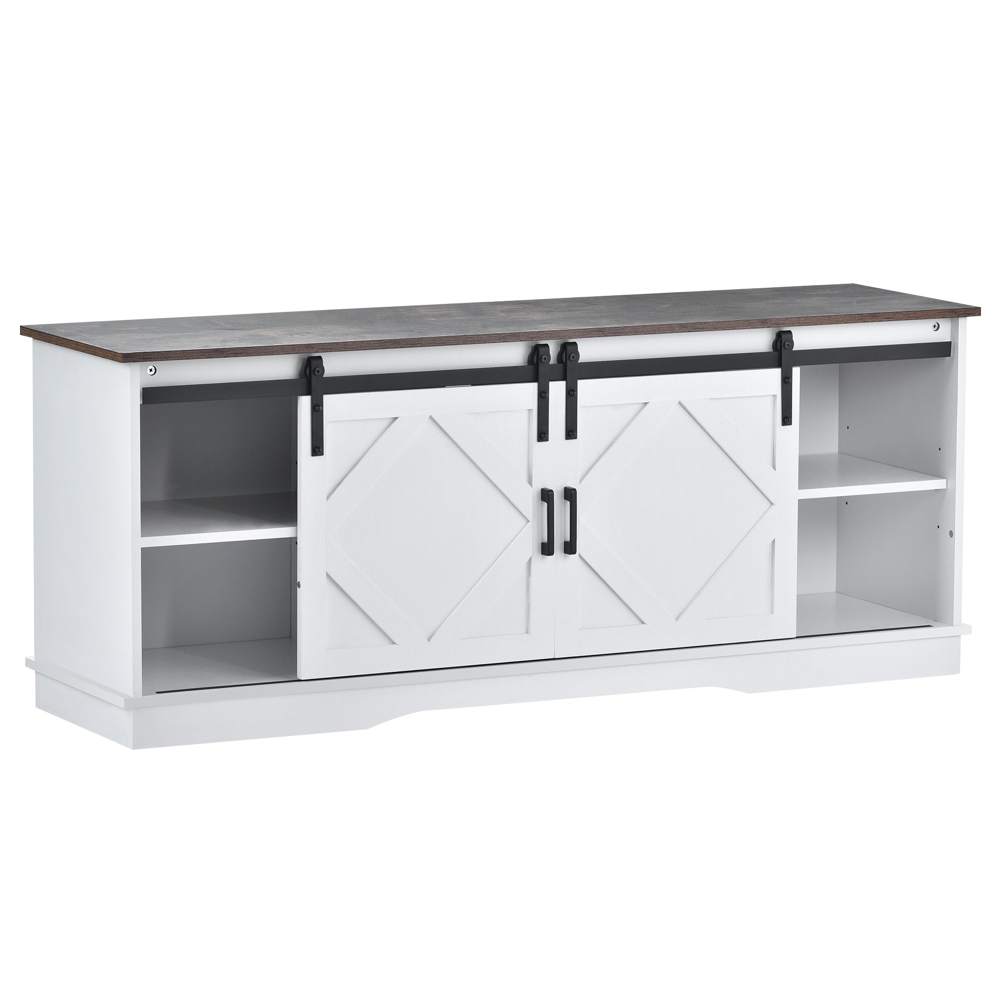 TV Cabinet 150x40x60cm 2 Sliding Doors Adjustable Shelves - Country Modern