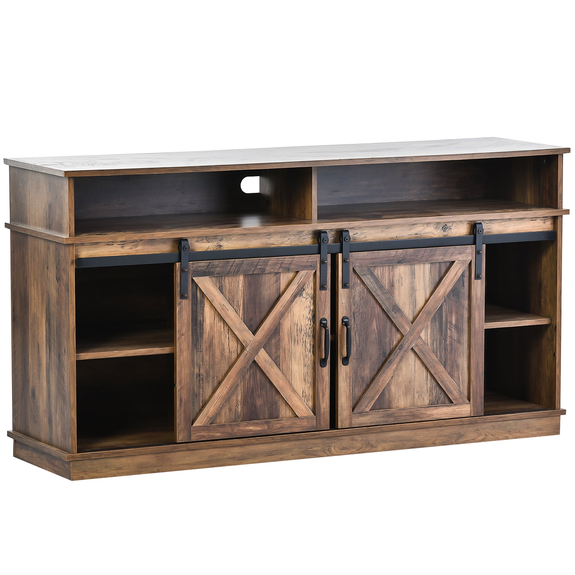 TV Cabinet, Sideboard Entertainment Center, Sliding Doors, Adjustable Shelves, Farmhouse Design Wood