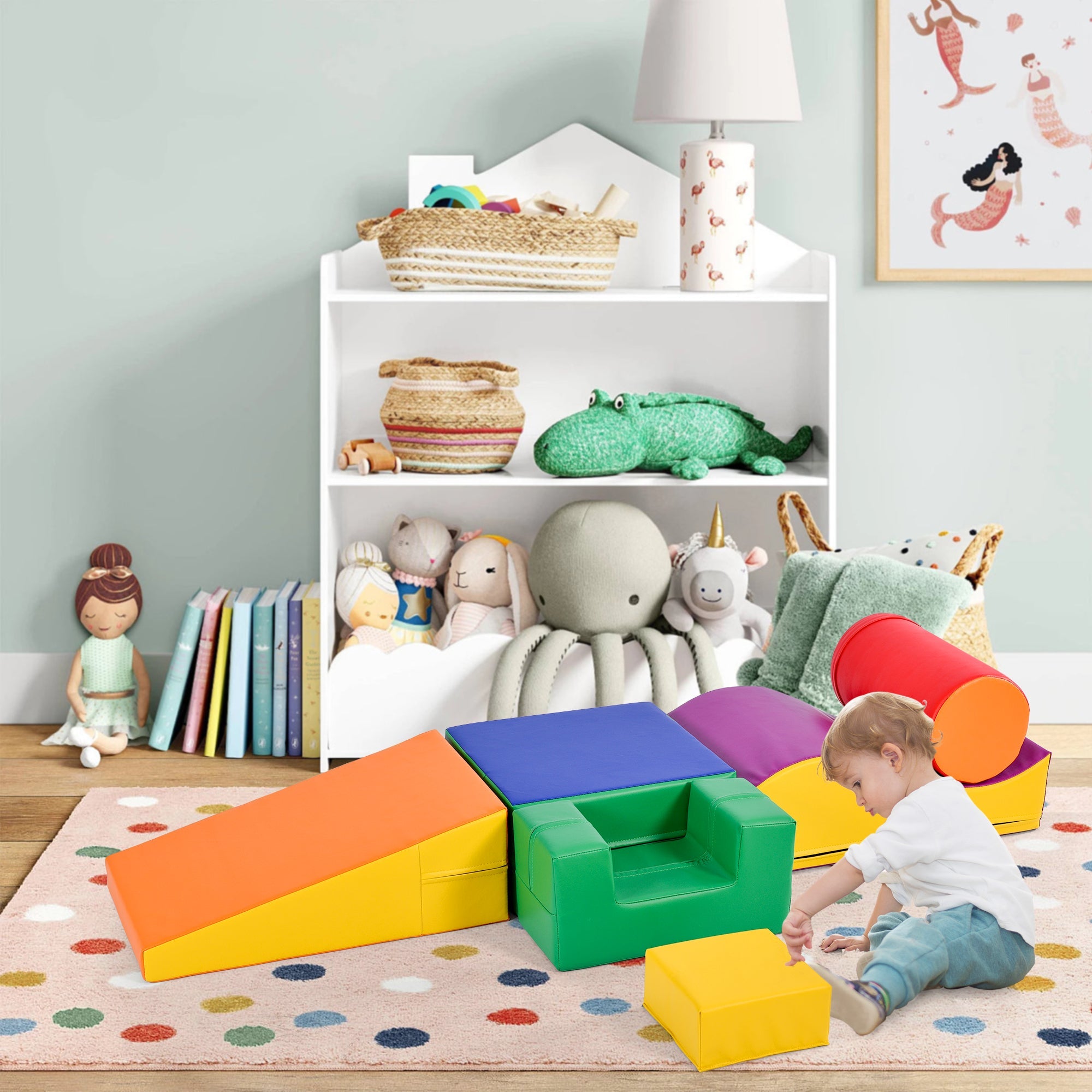 6-piece giant building blocks for romping, climbing, and sliding, soft, colorful