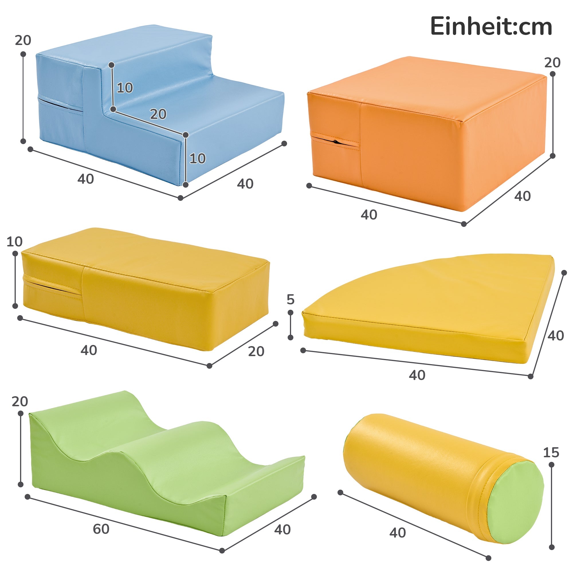 6-piece giant building blocks for romping, climbing, sliding, and crawling, colorful