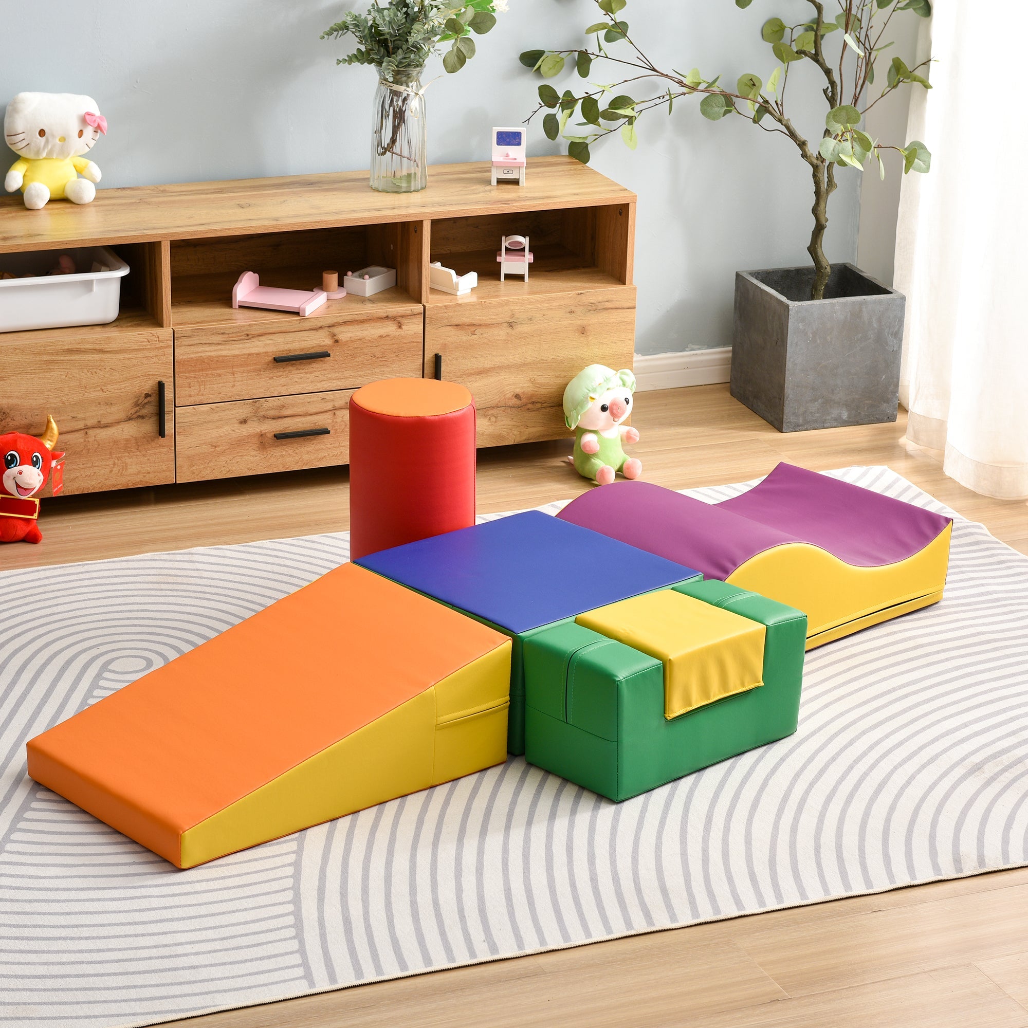 6-piece giant building blocks for romping, climbing, and sliding, soft, colorful