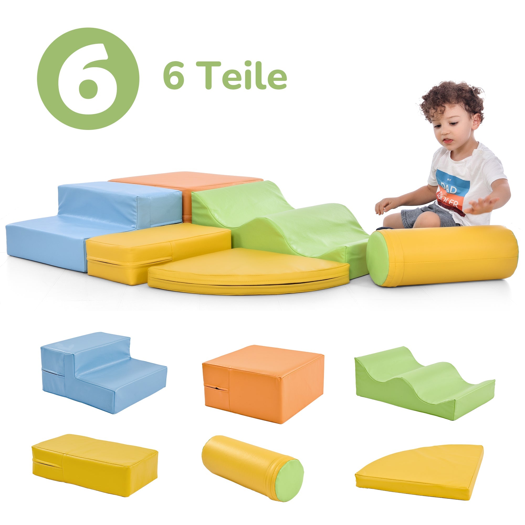 6-piece giant building blocks for romping, climbing, sliding, and crawling, colorful