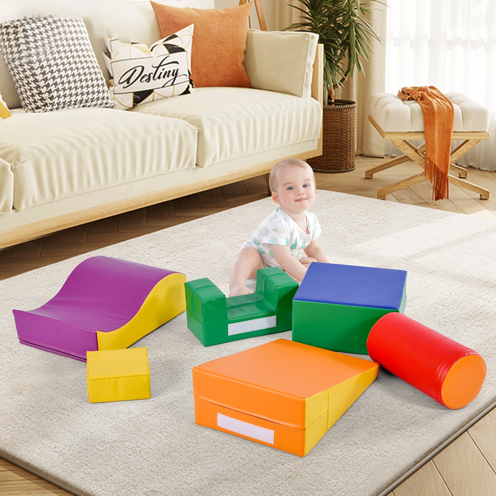 6-piece giant building blocks for romping, climbing, and sliding, soft, colorful
