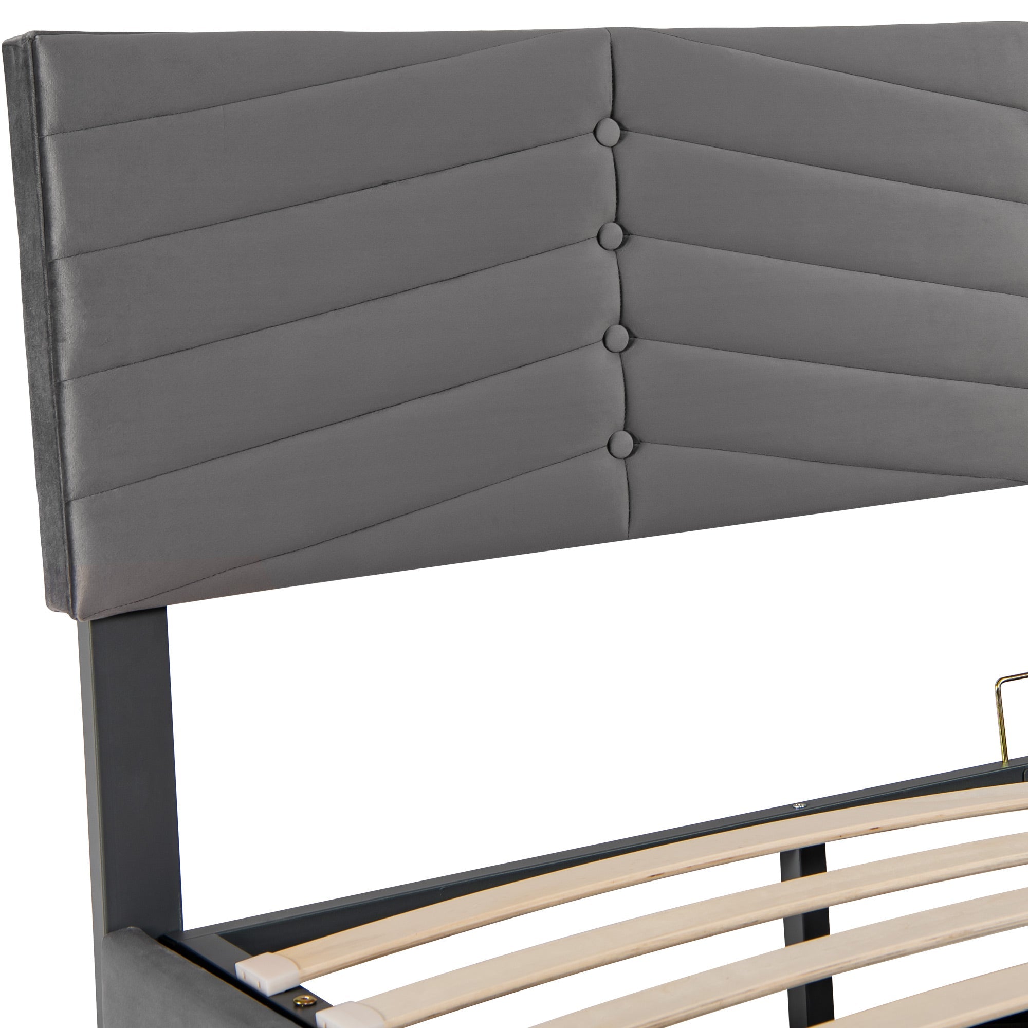 Grey button bed