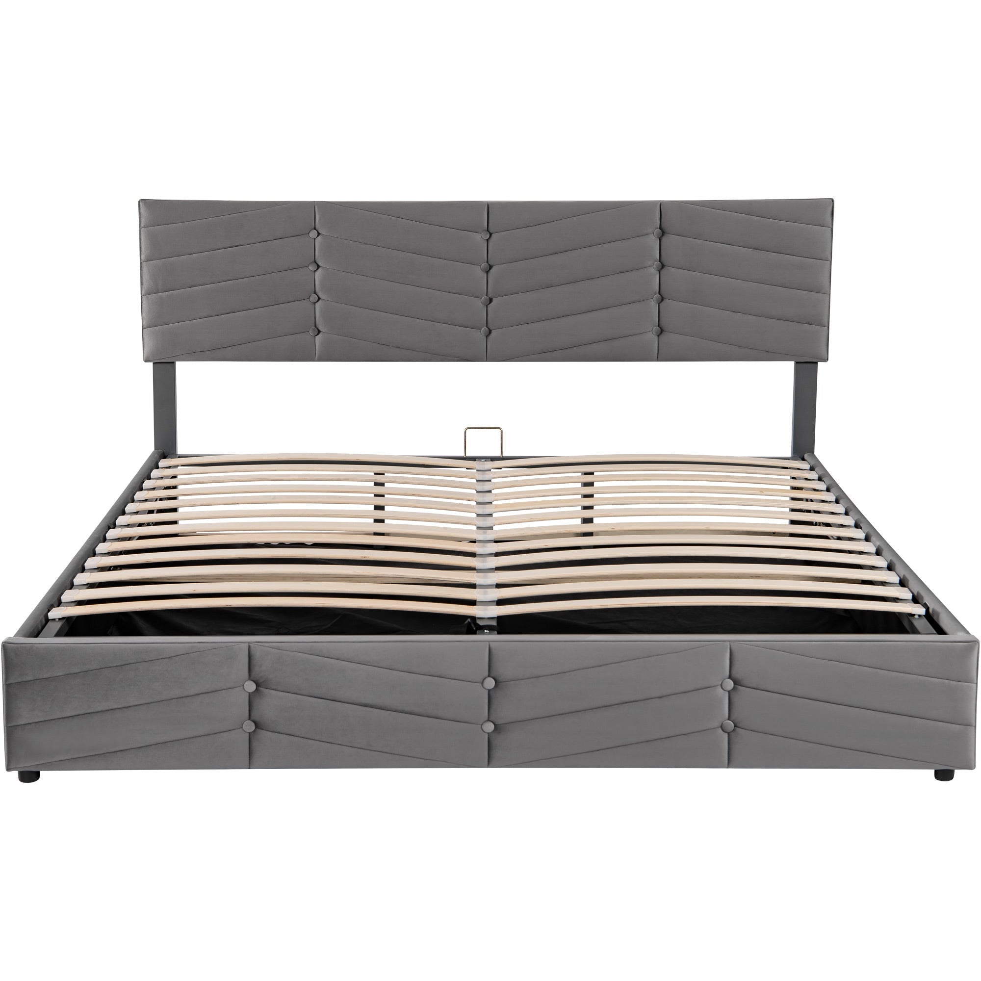 Grey button bed