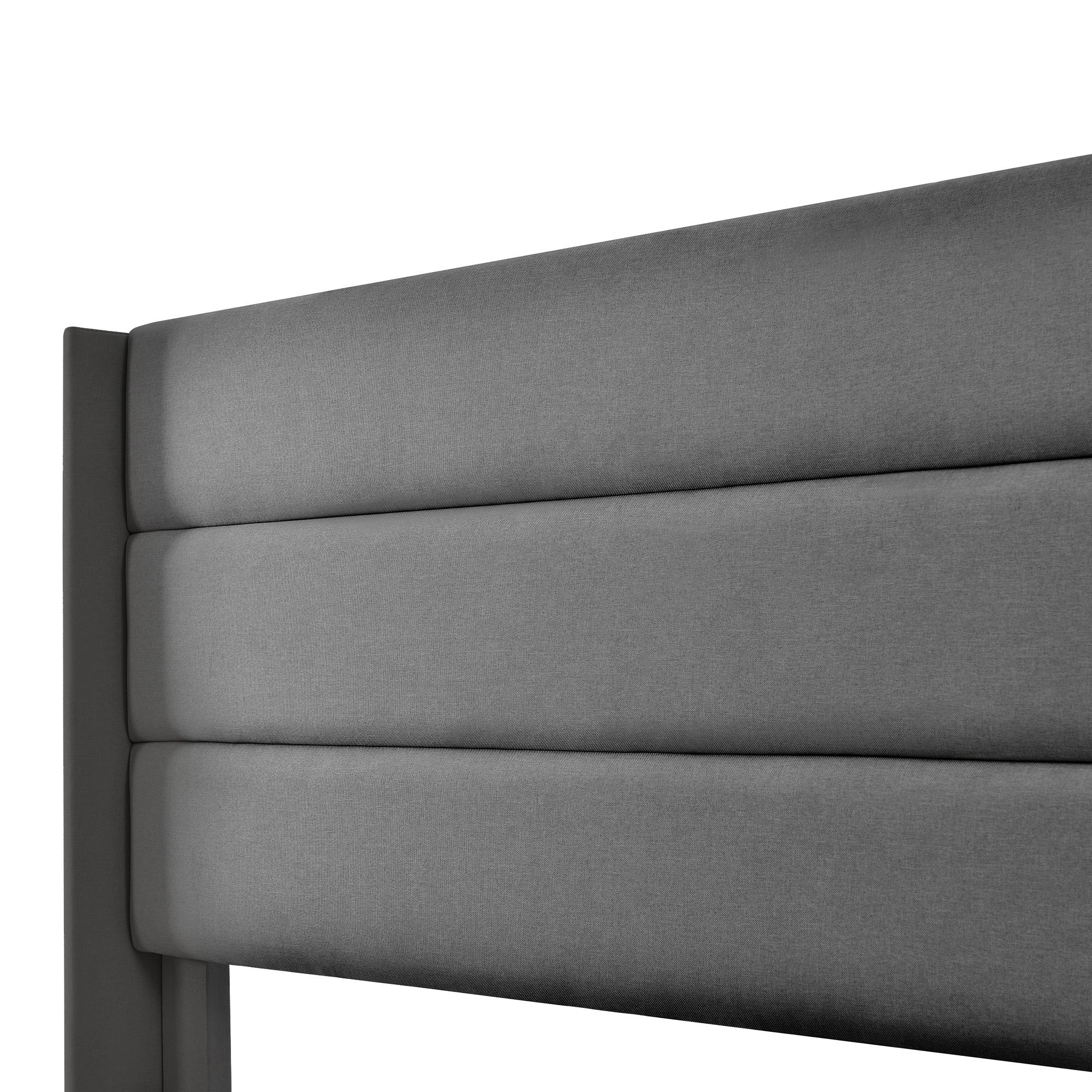 Bed, Hydraulic Storage Upholstered Headboard, Gray/Beige
