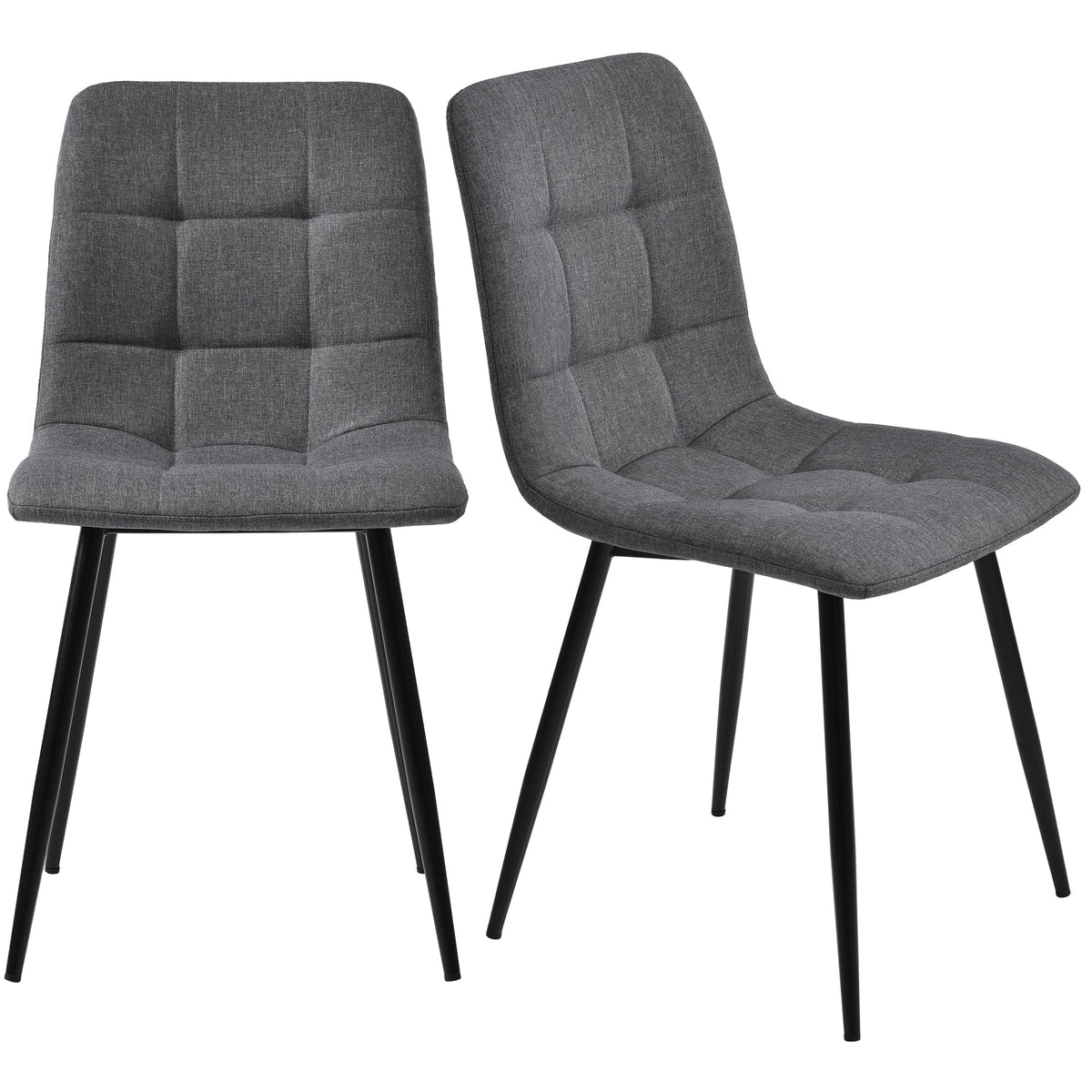 5-Piece Dining Set 117cm Rectangular Table 4 Dark Grey Linen Chairs Gold Legs