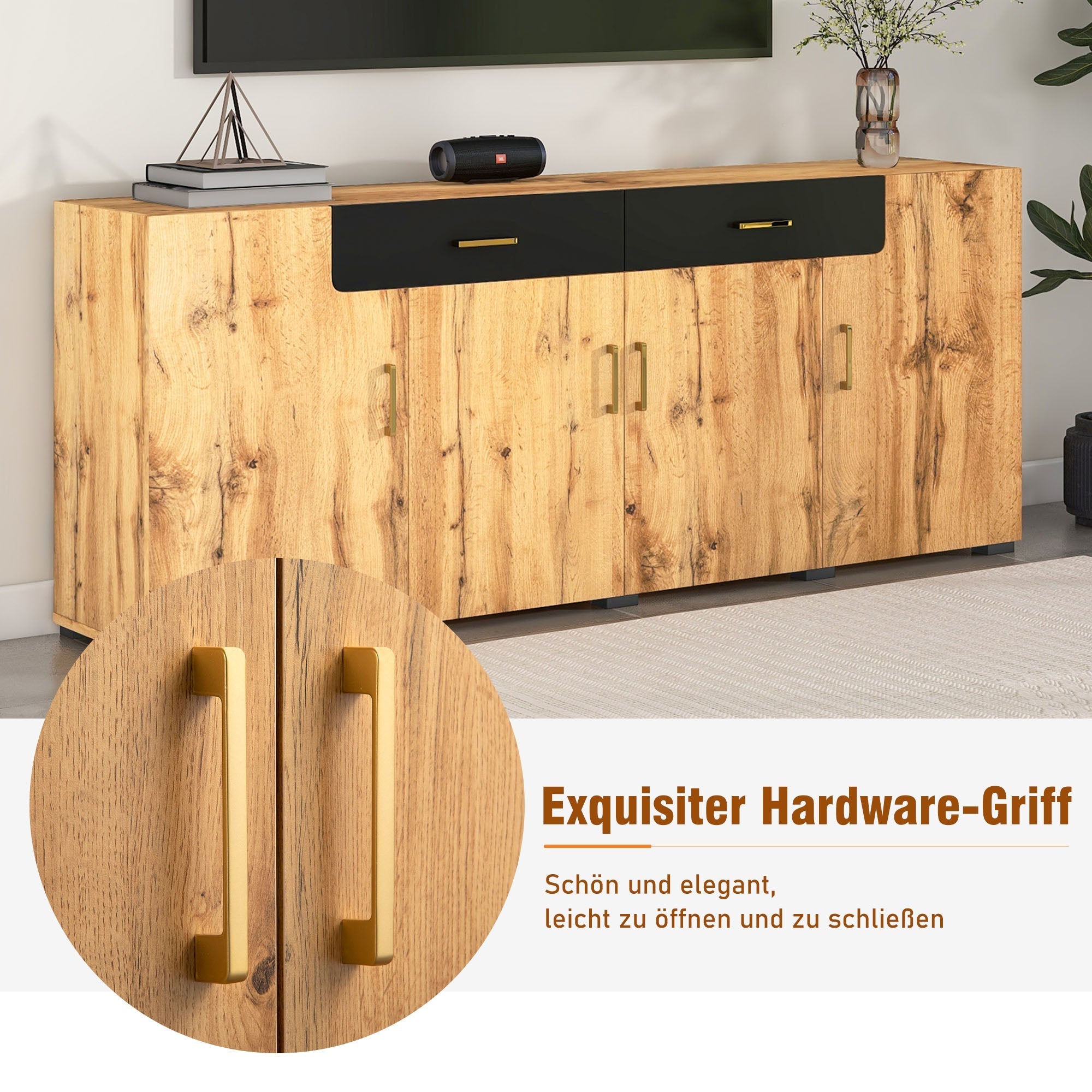Sideboard Cabinet Storage 4 Doors 2 Drawers 208cm Buffet, Kitchen