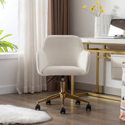 New Velvet Fabric Adjustable Height Swivel Home Office Chair, Coffee Ivory White