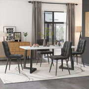 5-Piece Dining Set Rectangular Kitchen Table 117cm Dark Grey Velvet Black