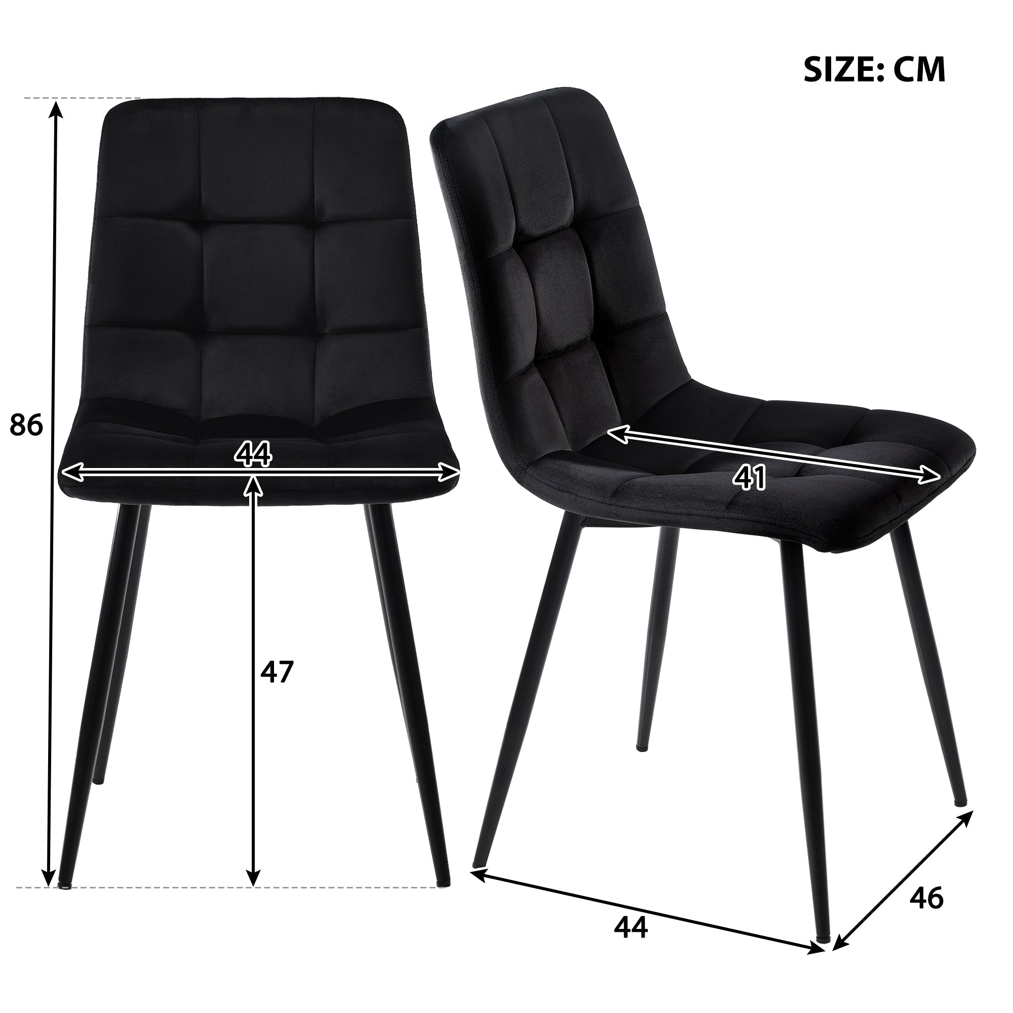 Dining Set 5-Piece 117cm Rectangular Table Black Velvet Gold Legs