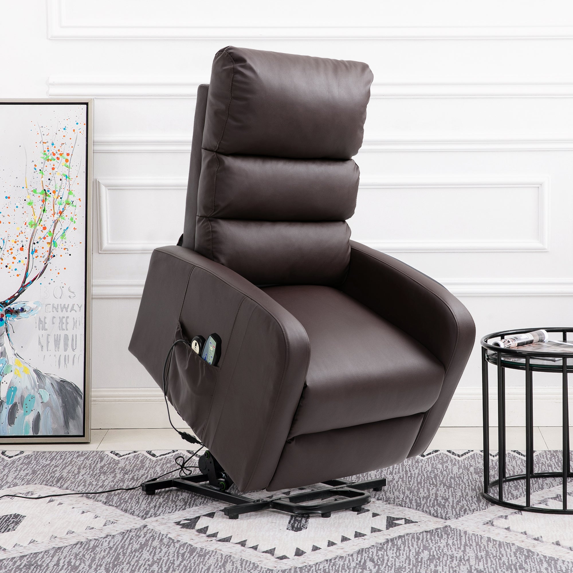 Power Massage Lift Recliner Chair, Heat, Vibration, Remote Control, PU Leather Brown