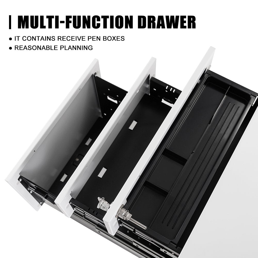 Mobile File Cabinet 3 Drawers 5 Wheels Lockable Storage for A4 Metal Solid Pedestal with Keys - Clearance