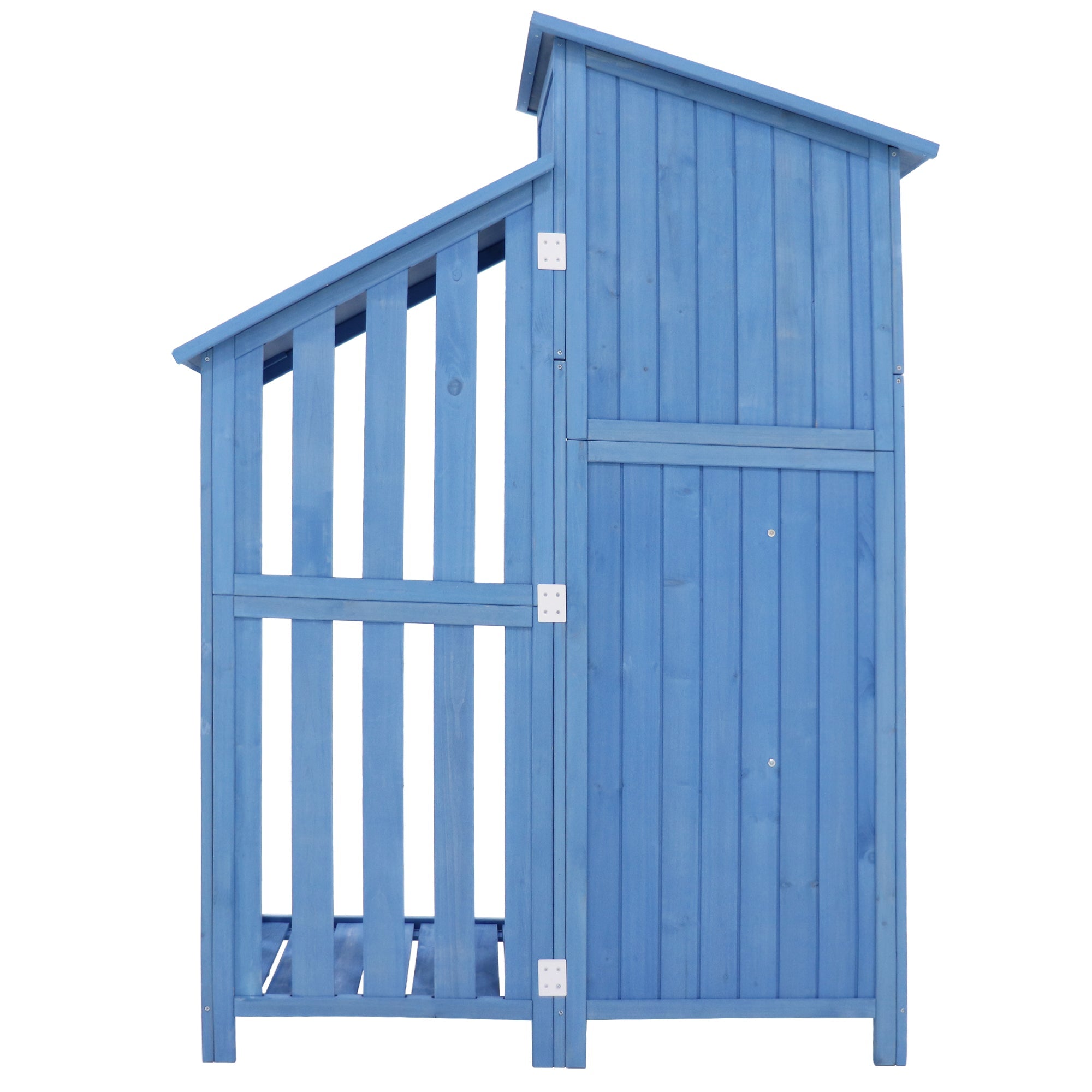 Garden Shed Tool Storage Cabinet 124x46x174 cm for Small Gardens Blue Wood