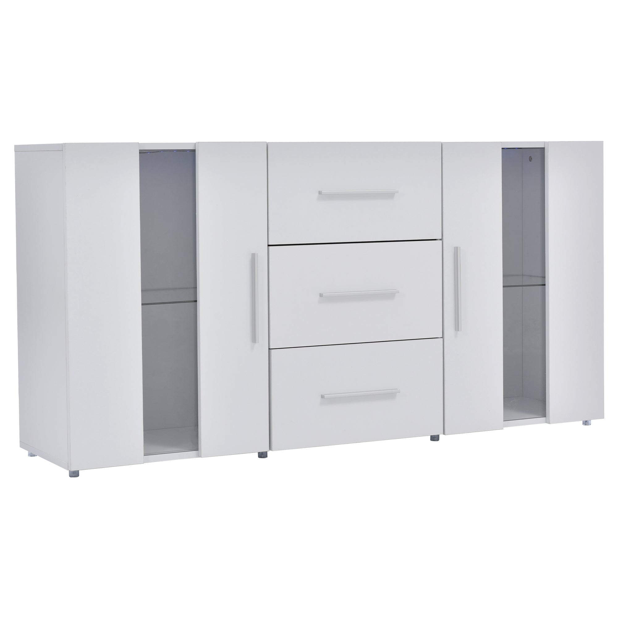 Sideboard, 16-Color LED Lights, 140x35x70cm, for Dining & Living Room