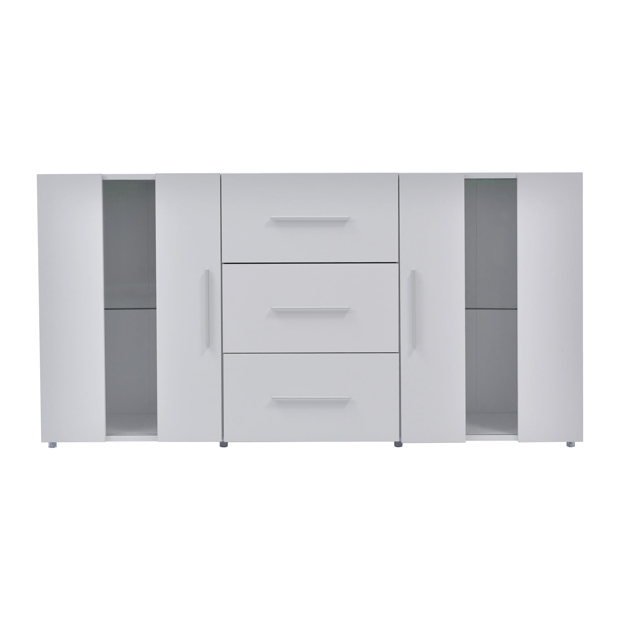 Sideboard, 16-Color LED Lights, 140x35x70cm, for Dining & Living Room