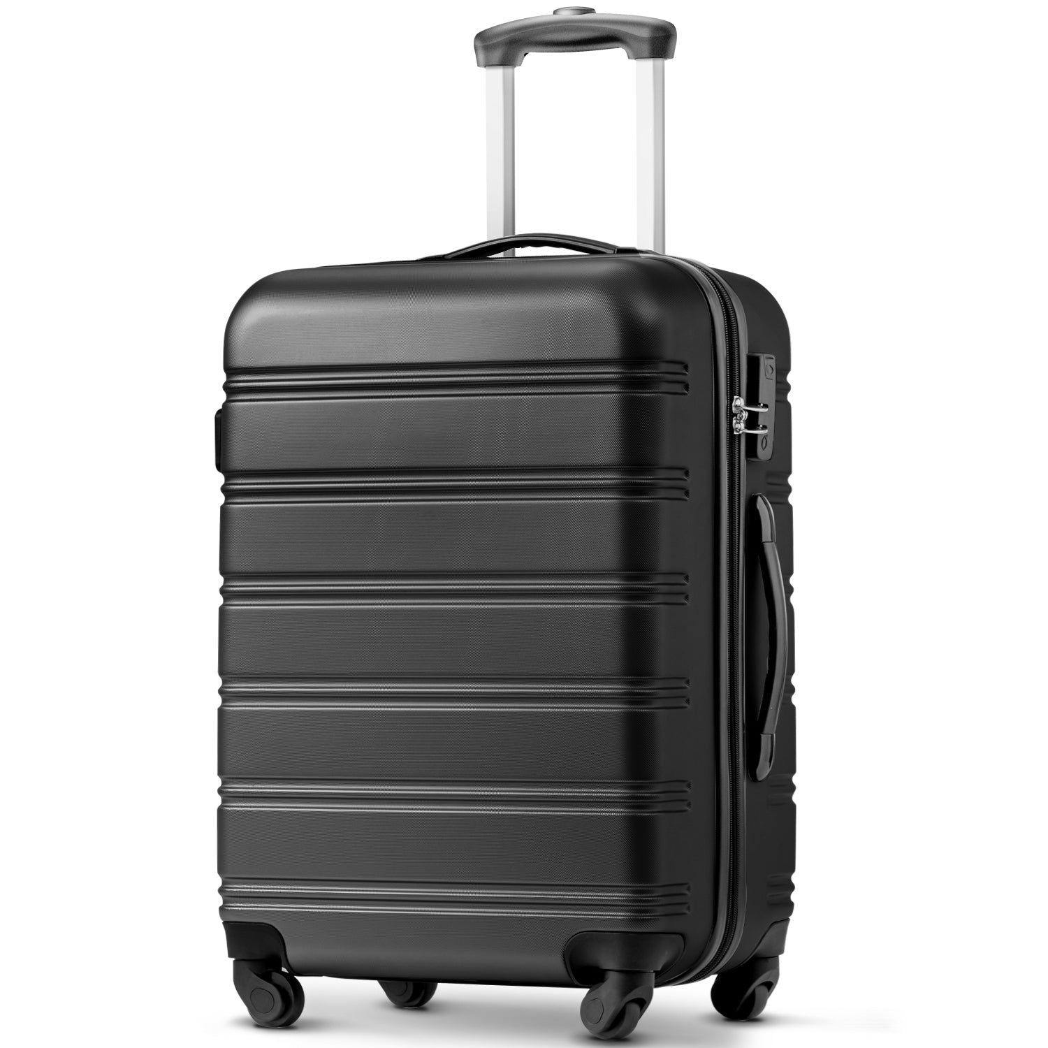 SET OF 3 ABS Hard shell Travel Trolley Suitcase 4 wheel Luggage set Hand Luggage, 20,24,28 inch (Black)