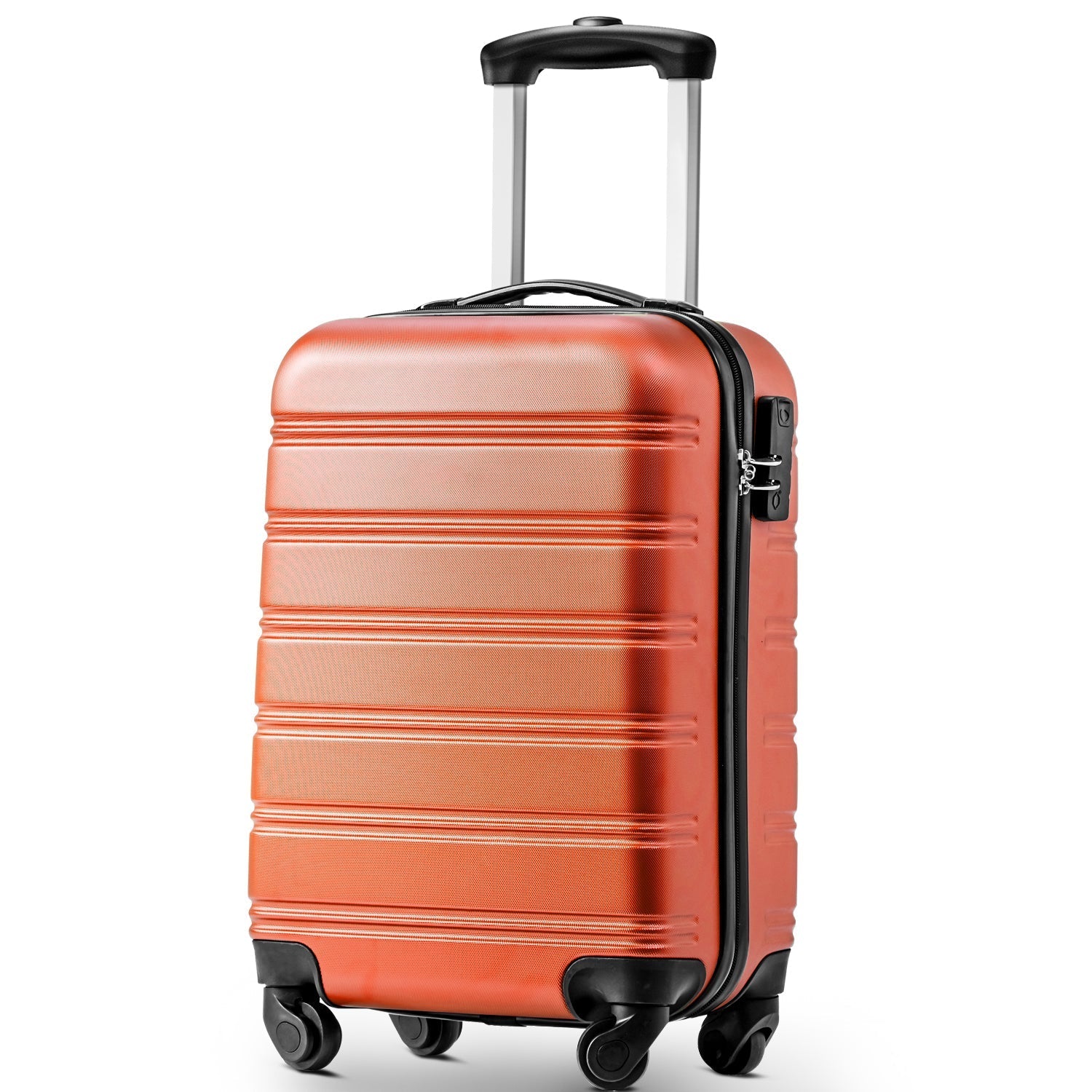 SET OF 3 ABS Hard shell Travel Trolley Suitcase, 4 wheel Luggage set Hand Luggage, 20,24,28 inch, Orange