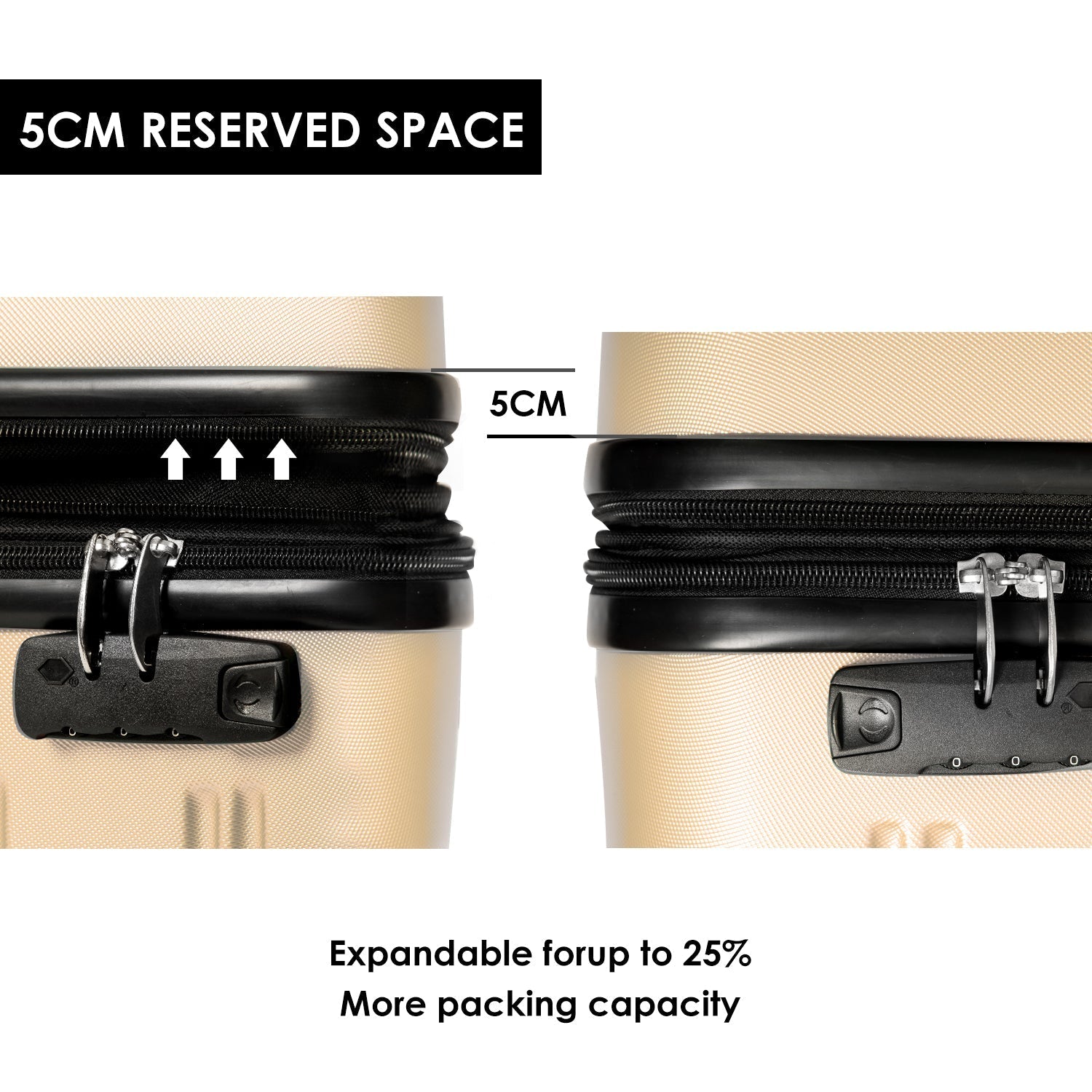 ABS Hard shell Travel Trolley Suitcase 4 Wheel Luggage Set, 28", Golden