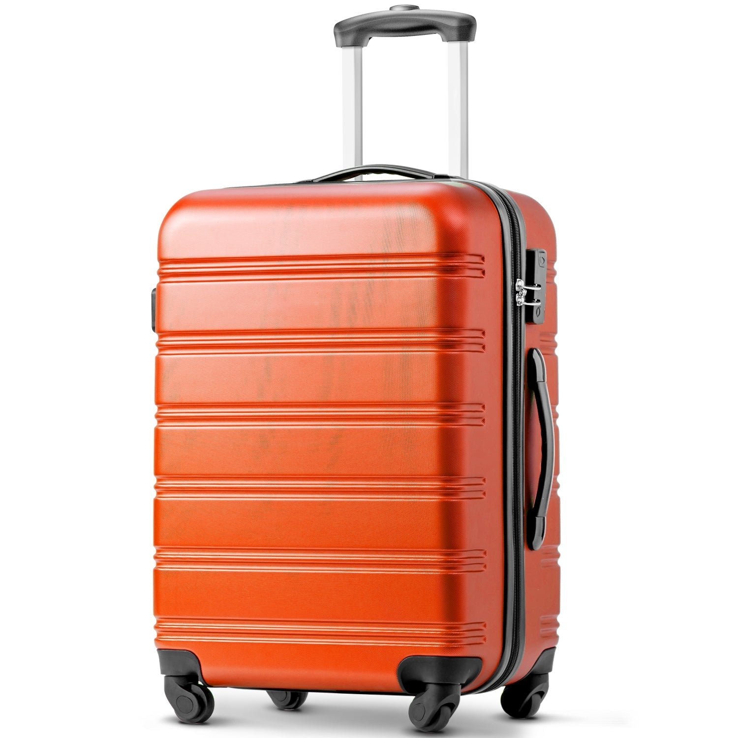 SET OF 3 ABS Hard shell Travel Trolley Suitcase, 4 wheel Luggage set Hand Luggage, 20,24,28 inch, Orange