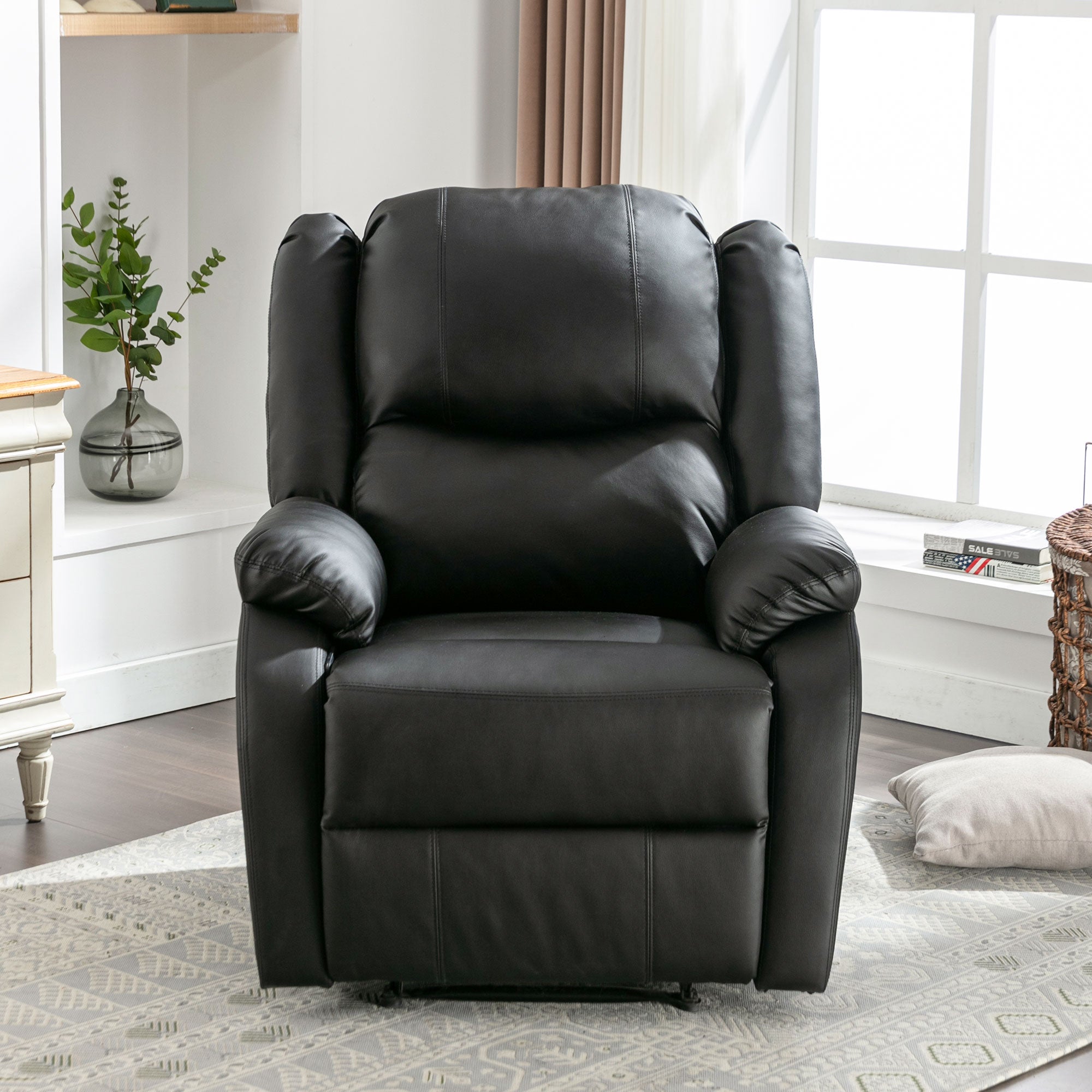 300969970AAA Reclining Armchair & Lounger, TV Recliner, Side Pocket, PU Leather
