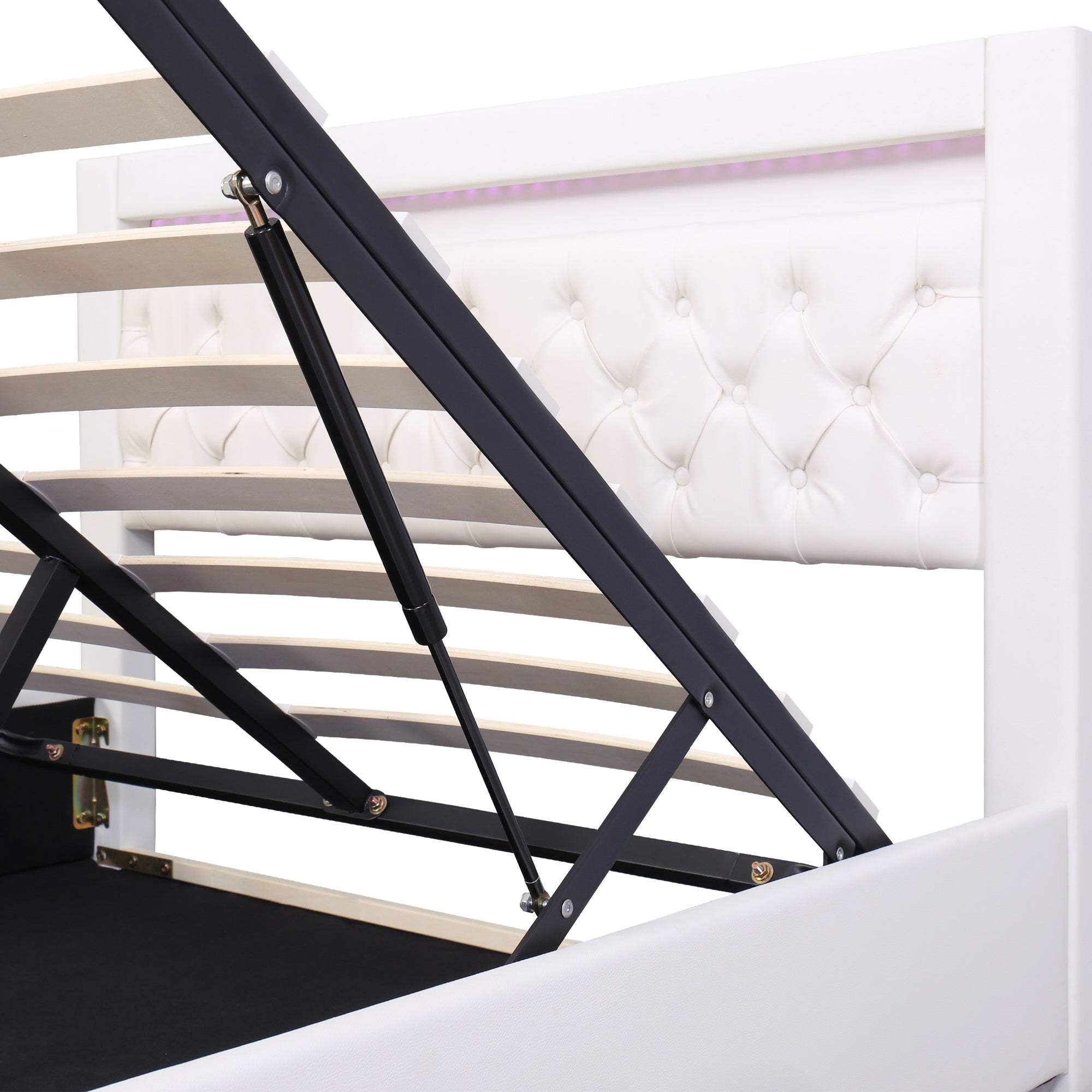 Daybed Sofa Bed 90x200cm Hydraulic Storage LED USB Beige Velvet