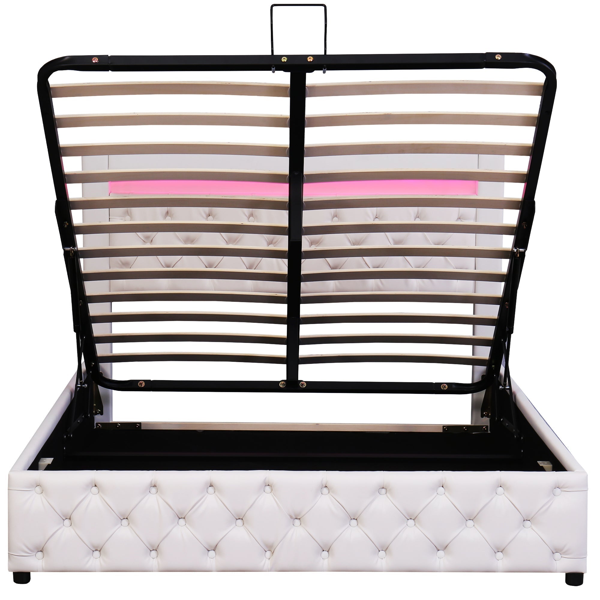 Daybed Sofa Bed 90x200cm Hydraulic Storage LED USB Beige Velvet