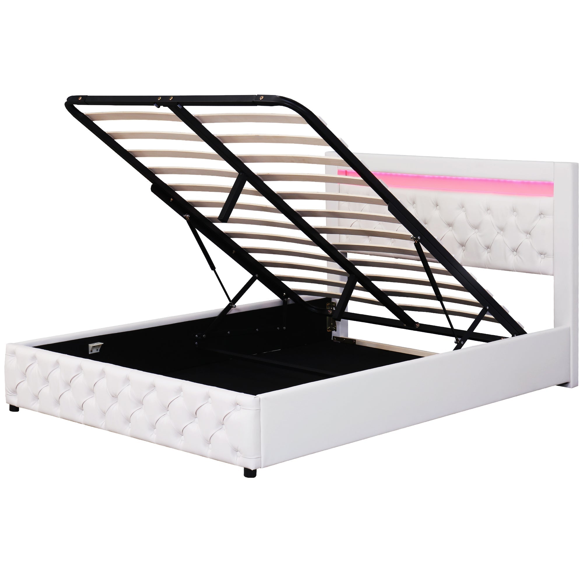 Daybed Sofa Bed 90x200cm Hydraulic Storage LED USB Beige Velvet