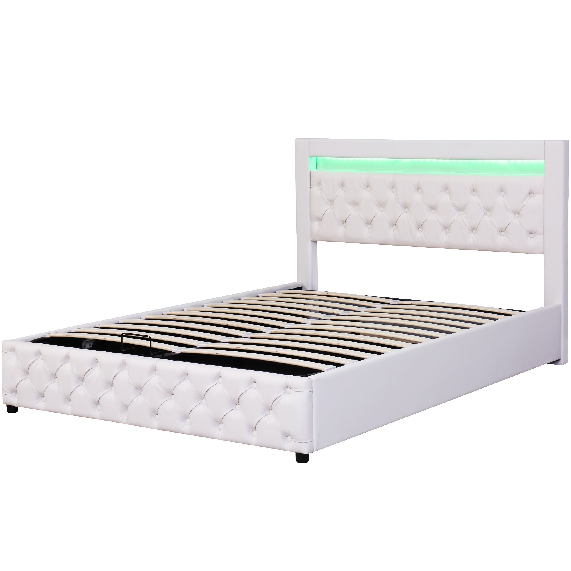 Daybed Sofa Bed 90x200cm Hydraulic Storage LED USB Beige Velvet