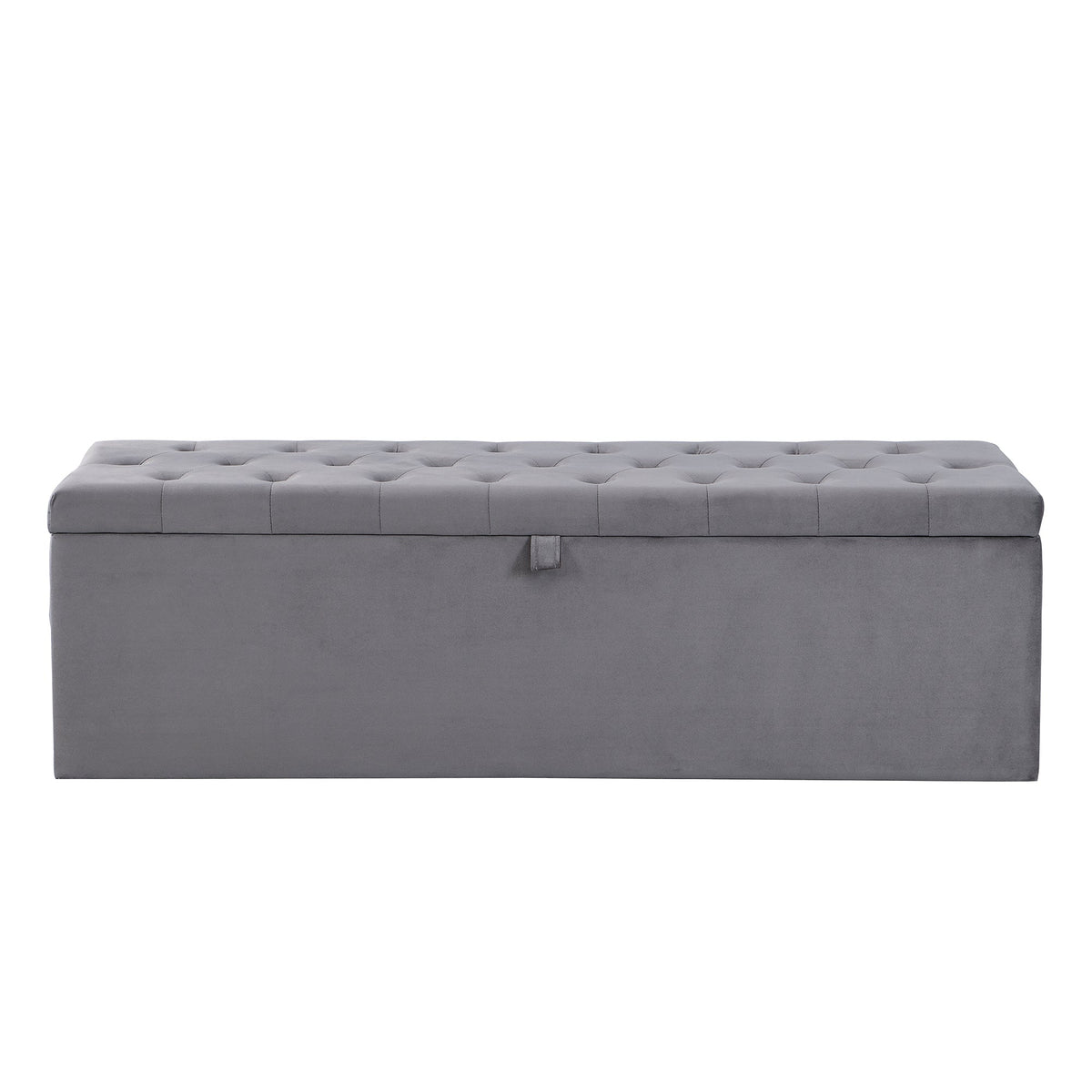Velvet Bench Upholstered Storage 138x41x42cm - Grey