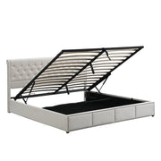 White Button back bed