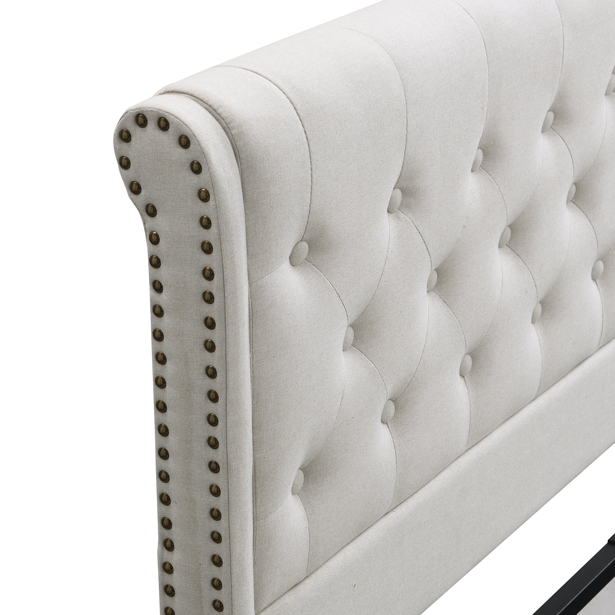 White Button back bed