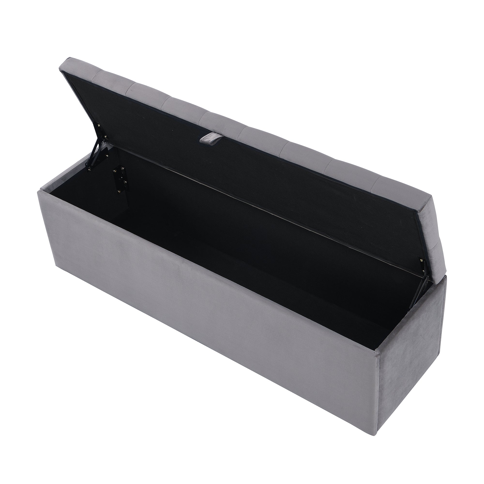 Velvet Bench Upholstered Storage 138x41x42cm - Grey