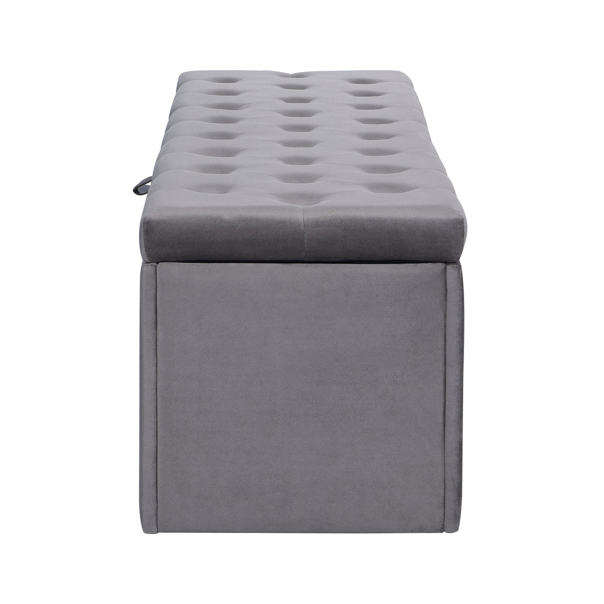 Velvet Bench Upholstered Storage 138x41x42cm - Grey