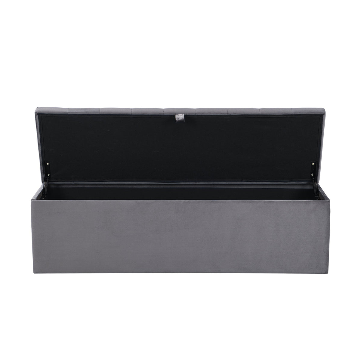Velvet Bench Upholstered Storage 138x41x42cm - Grey