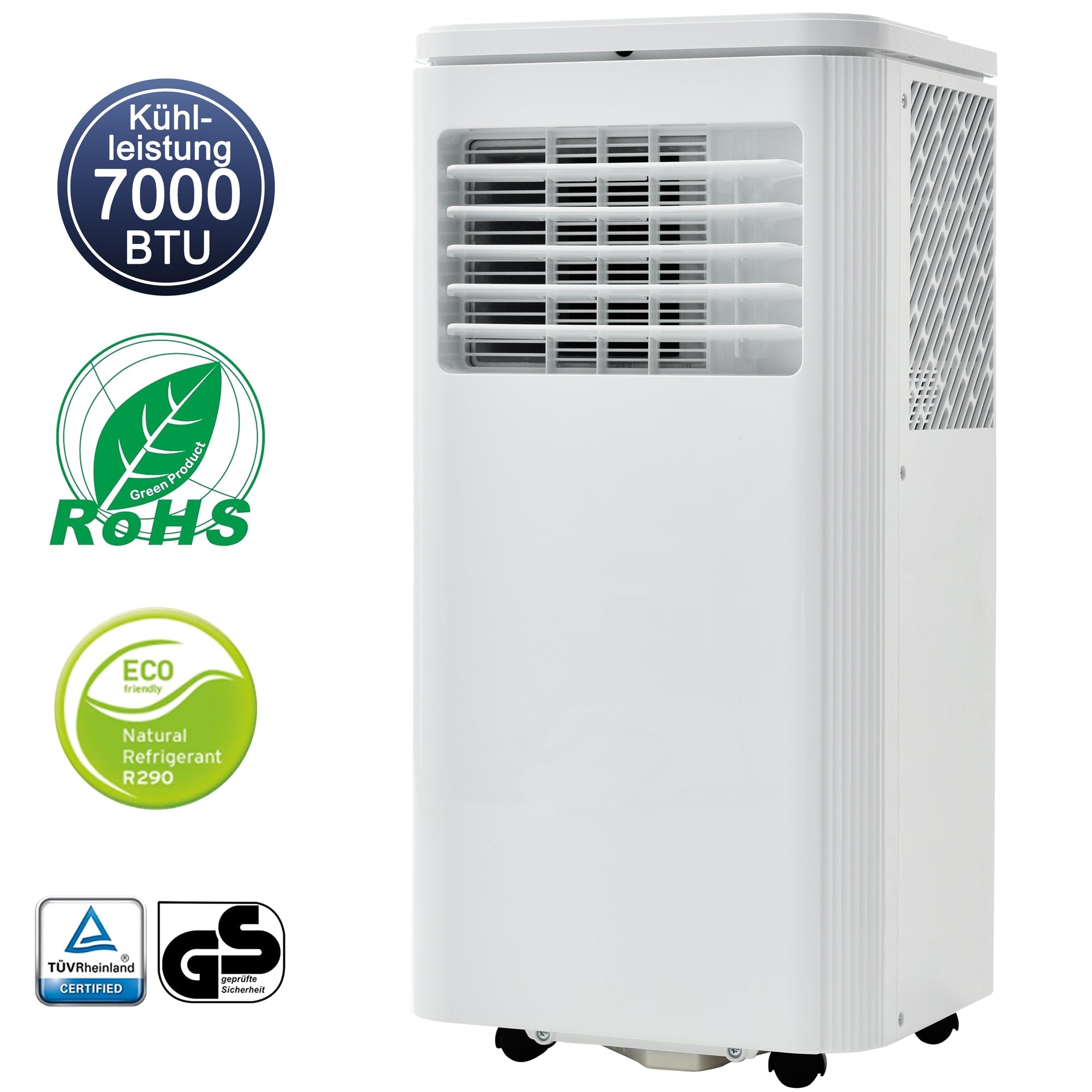 Portable Air Conditioner 7000 BTU/h 2kW Dehumidifier Remote/App Control for 80m² - Class A