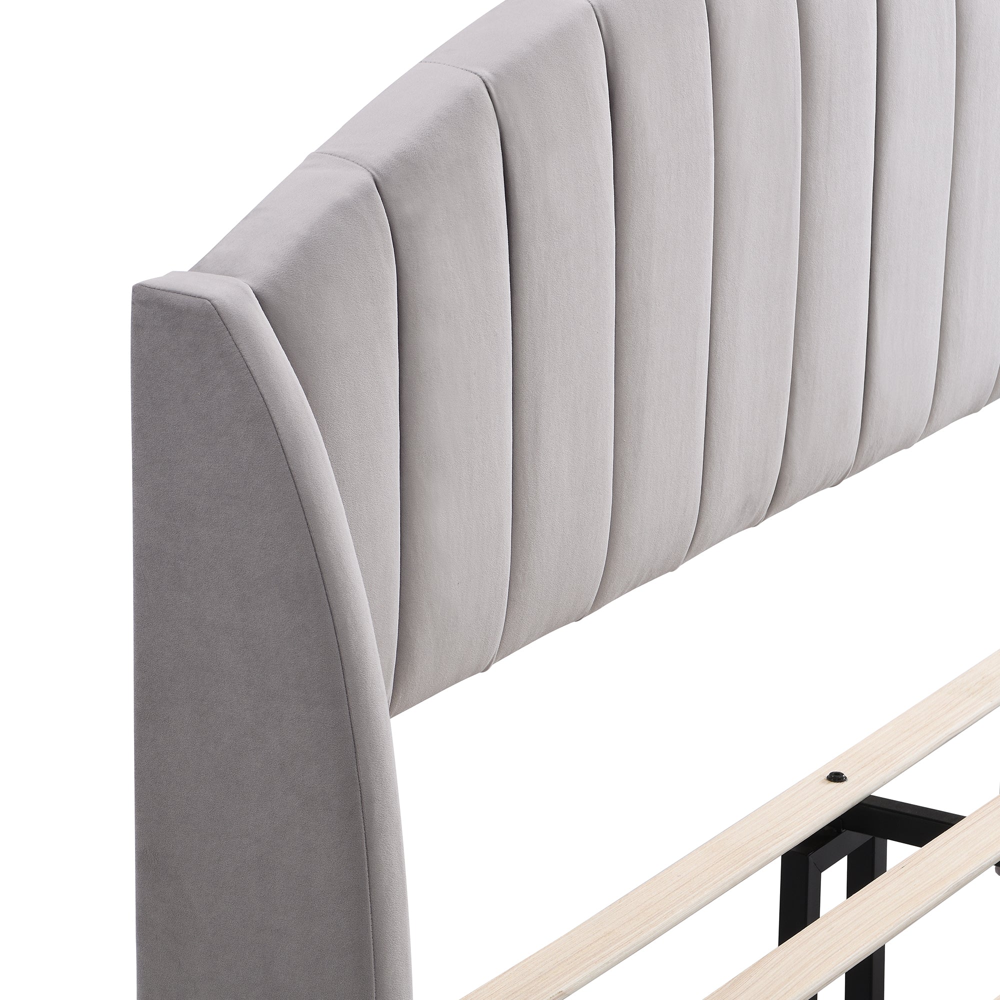 Upholstered Bed 140x200 Slatted Base Headboard Wooden Support Velvet Grey