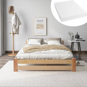 Futon Bed Solid Wood Headboard Slatted Base 200x140cm Natural Wood