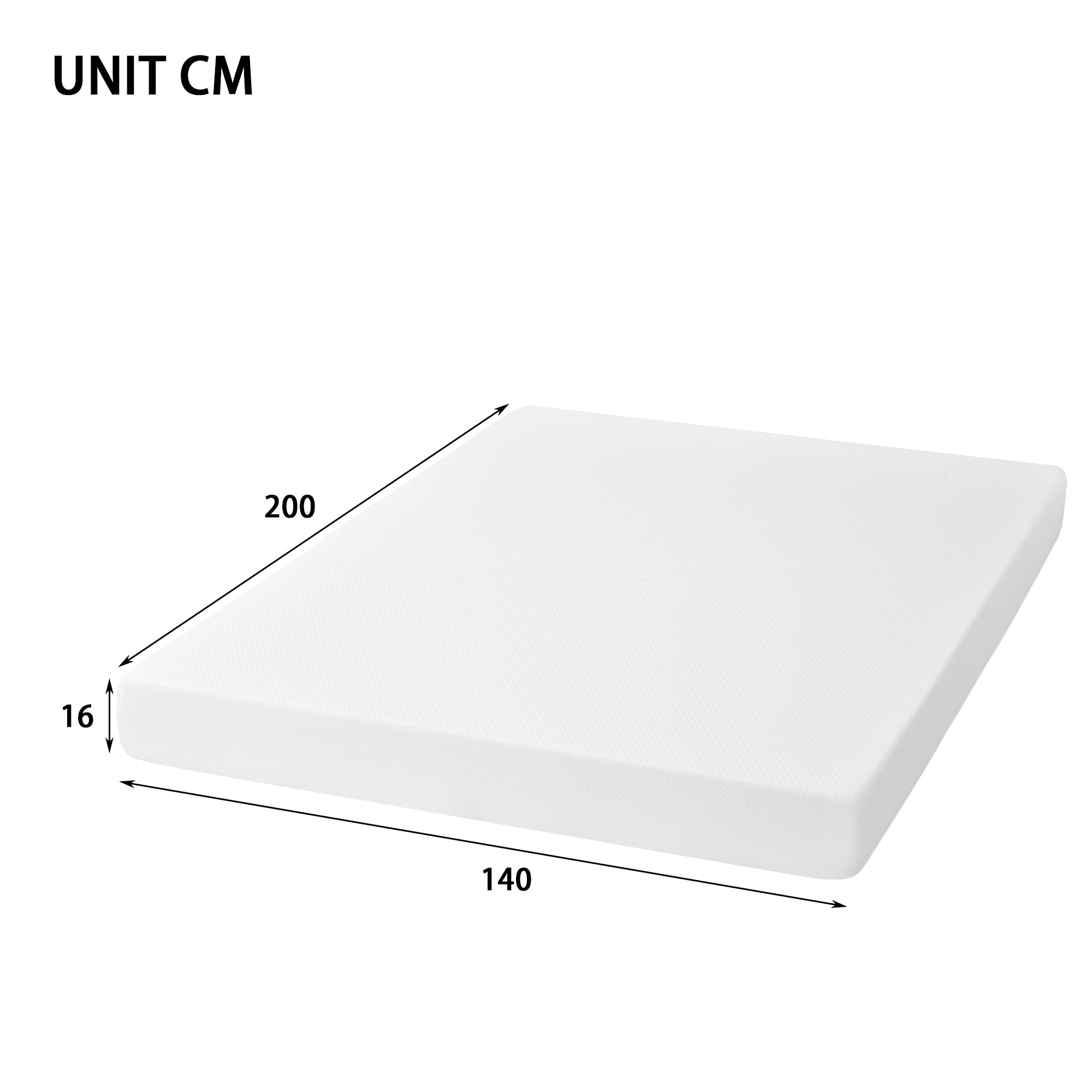 Comfortable mattress, anti-slip, Oeko-Tex certified, ergonomic, breathable, durable, firmness H3, 140x200cm