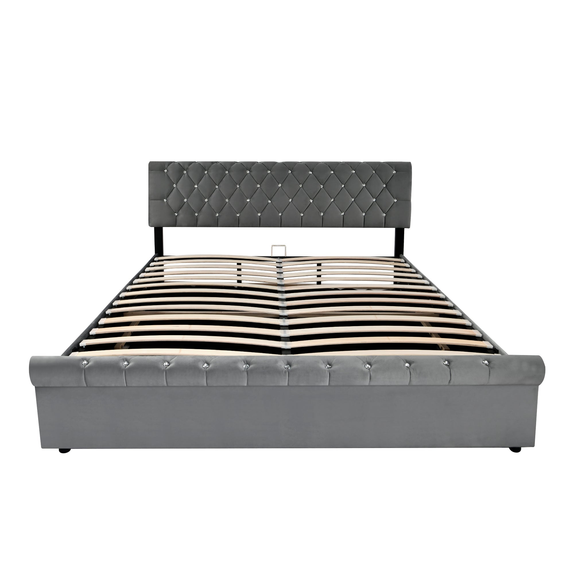 Upholstered Bed 180x200cm, Adjustable Headboard, Slatted Frame, Velvet Grey