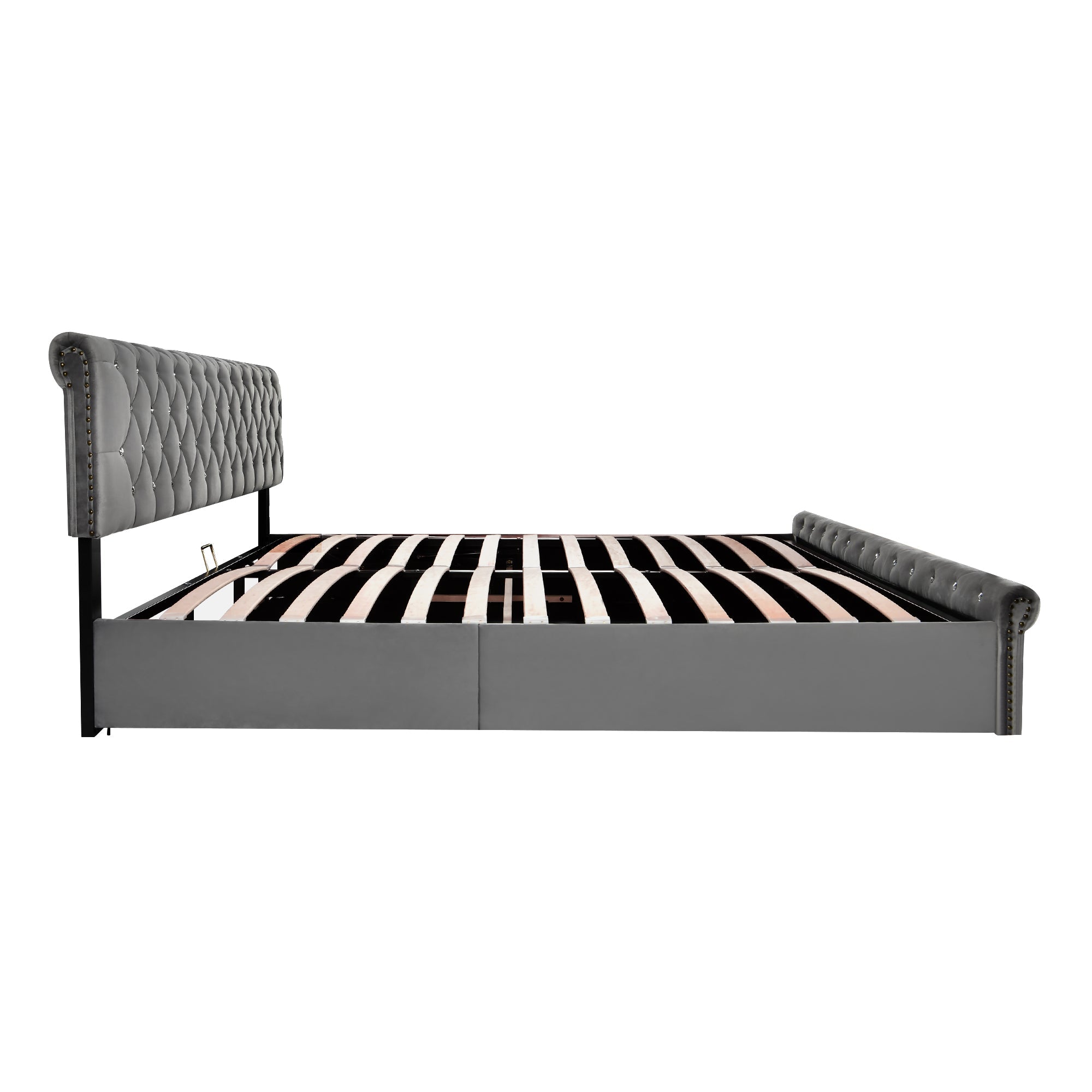 Upholstered Bed 180x200cm, Adjustable Headboard, Slatted Frame, Velvet Grey