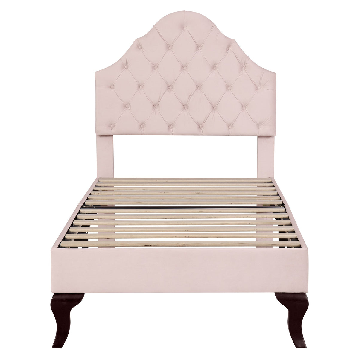 Upholstered Single Bed 90x200 Height-Adjustable Headboard Slatted Base Velvet Pink