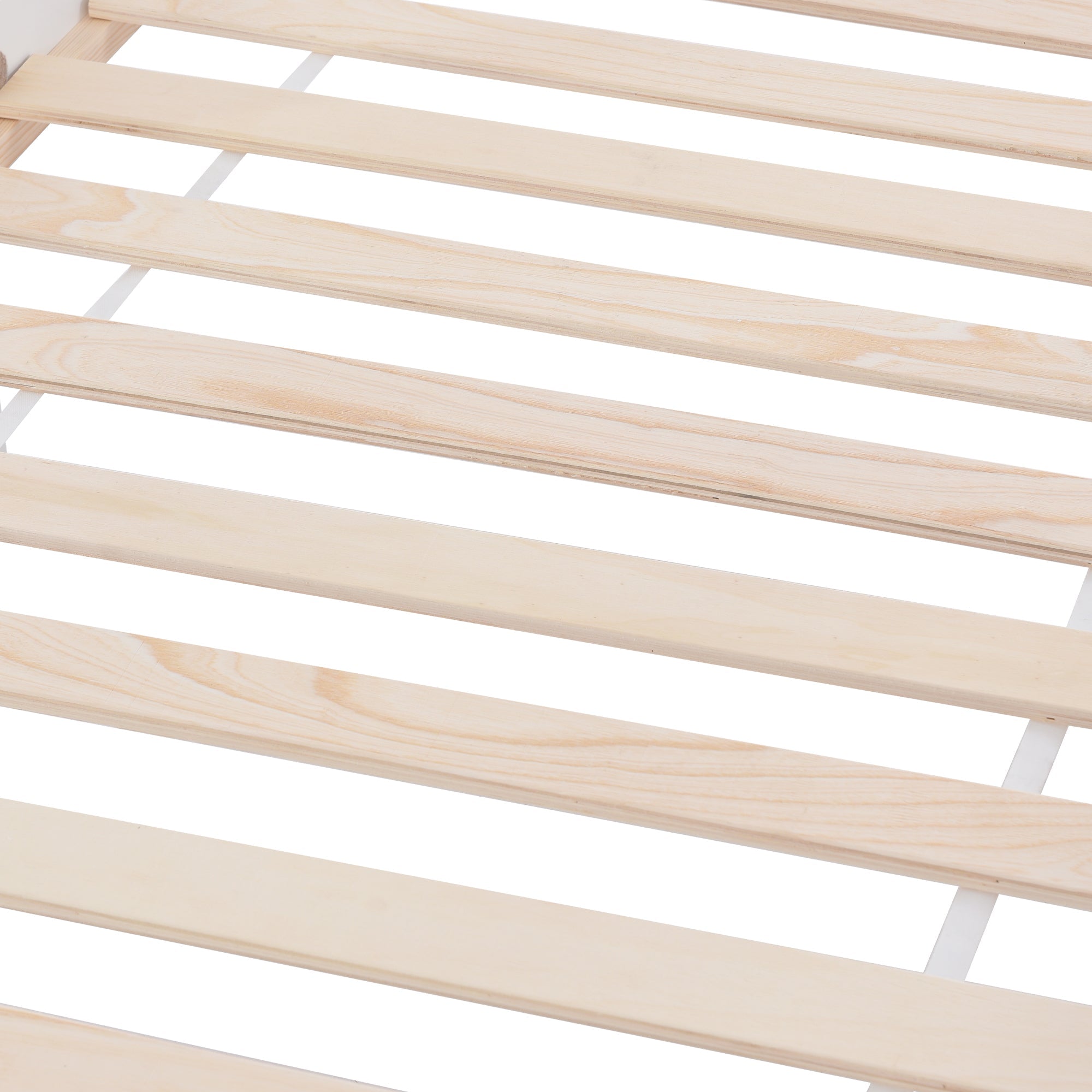 House Bed 90x200cm with Storage Shelf 2 Drawers Fireplace Design - White