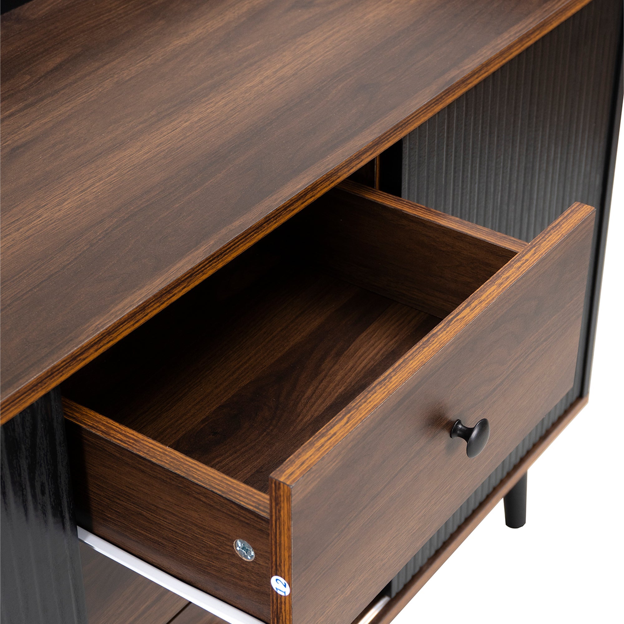 Sideboard with Three Drawers, Storage Shelves, Wood-Colored