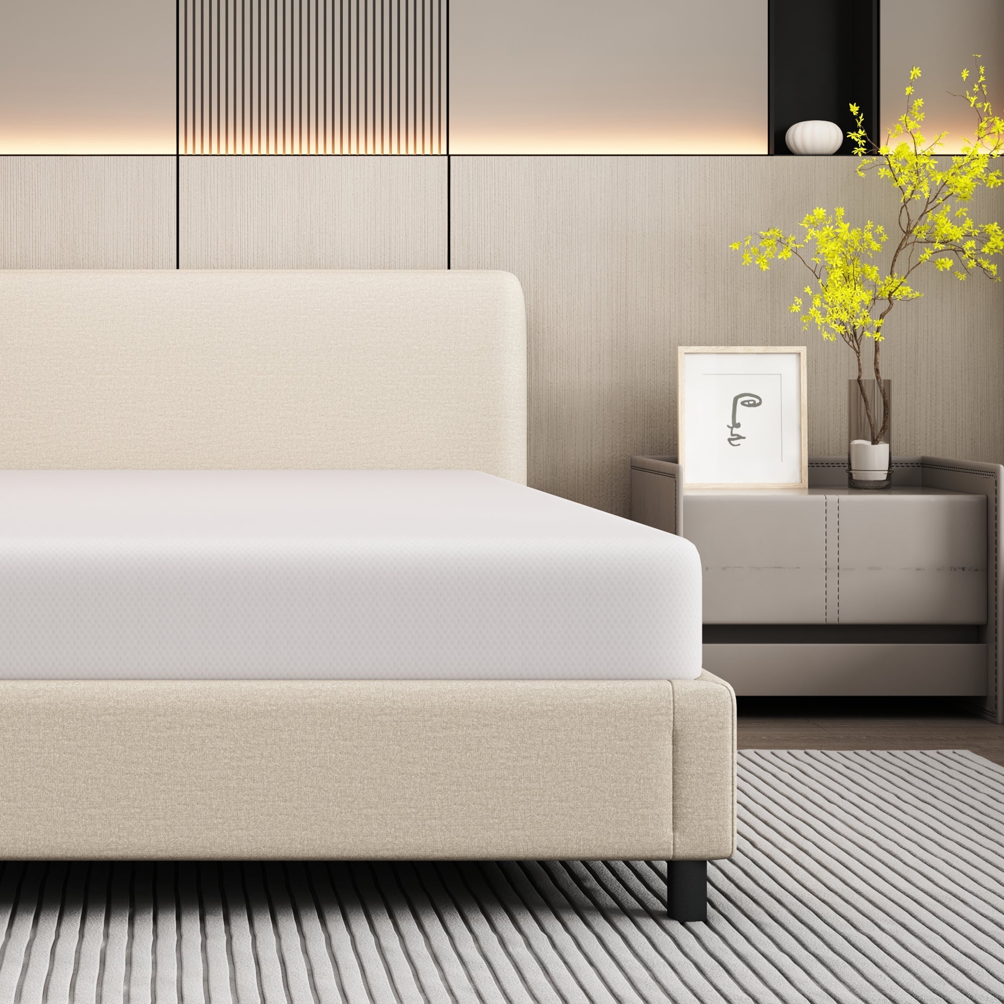 Mattress Comfortable Bedspread with Anti-slip Grips, Oeko-Tex Certified, Ergonomic, Breathable, Durable, Firmness H3, 90x200cm