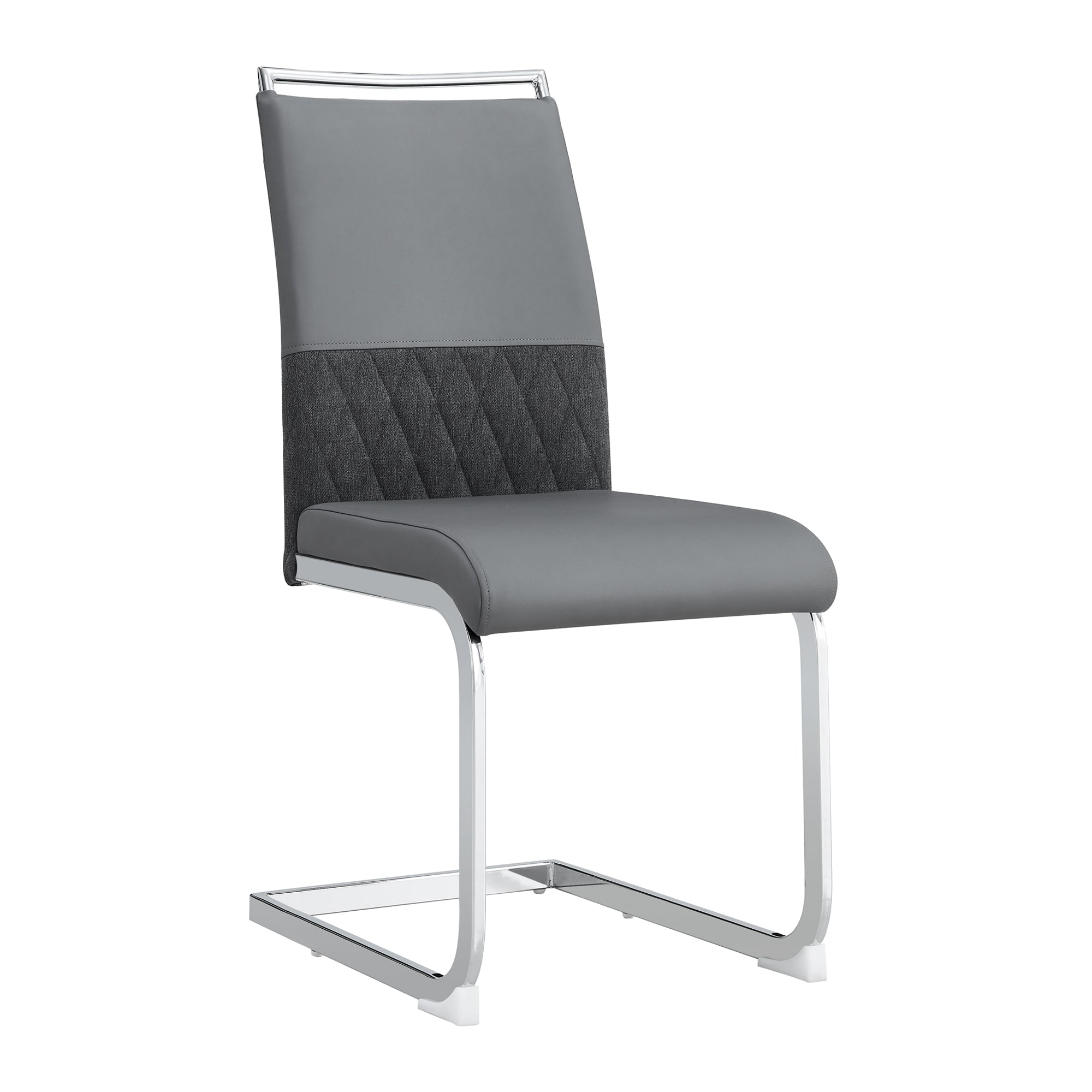 Modern Dining Chairs Set of 2, High Back Upholstered Side Chair with Horizontal Stripe Backrest Design, Grey - Clearance