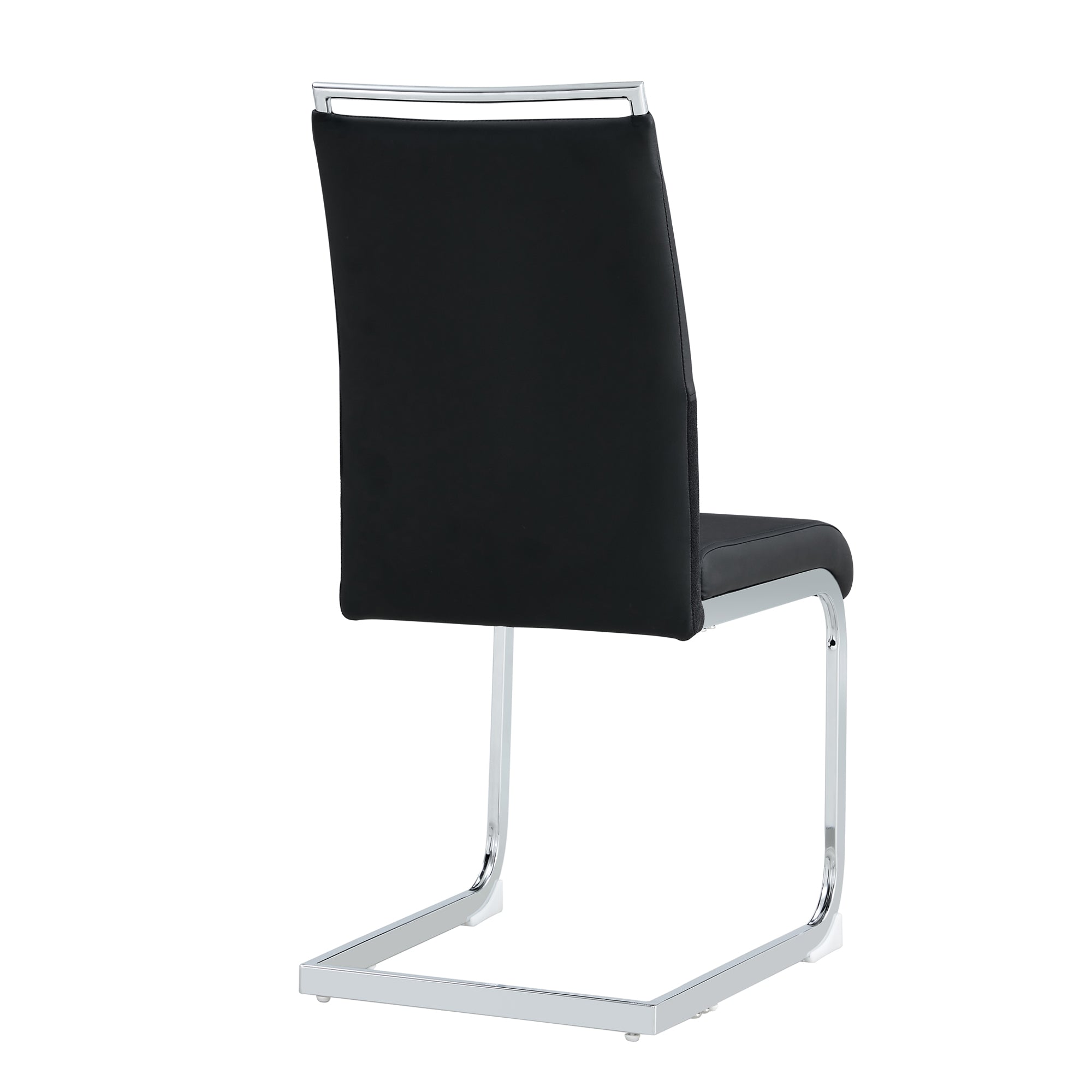 Modern Dining Chairs Set of 6 High Back Upholstered Side Chair Black PU Faux Leather & Linen