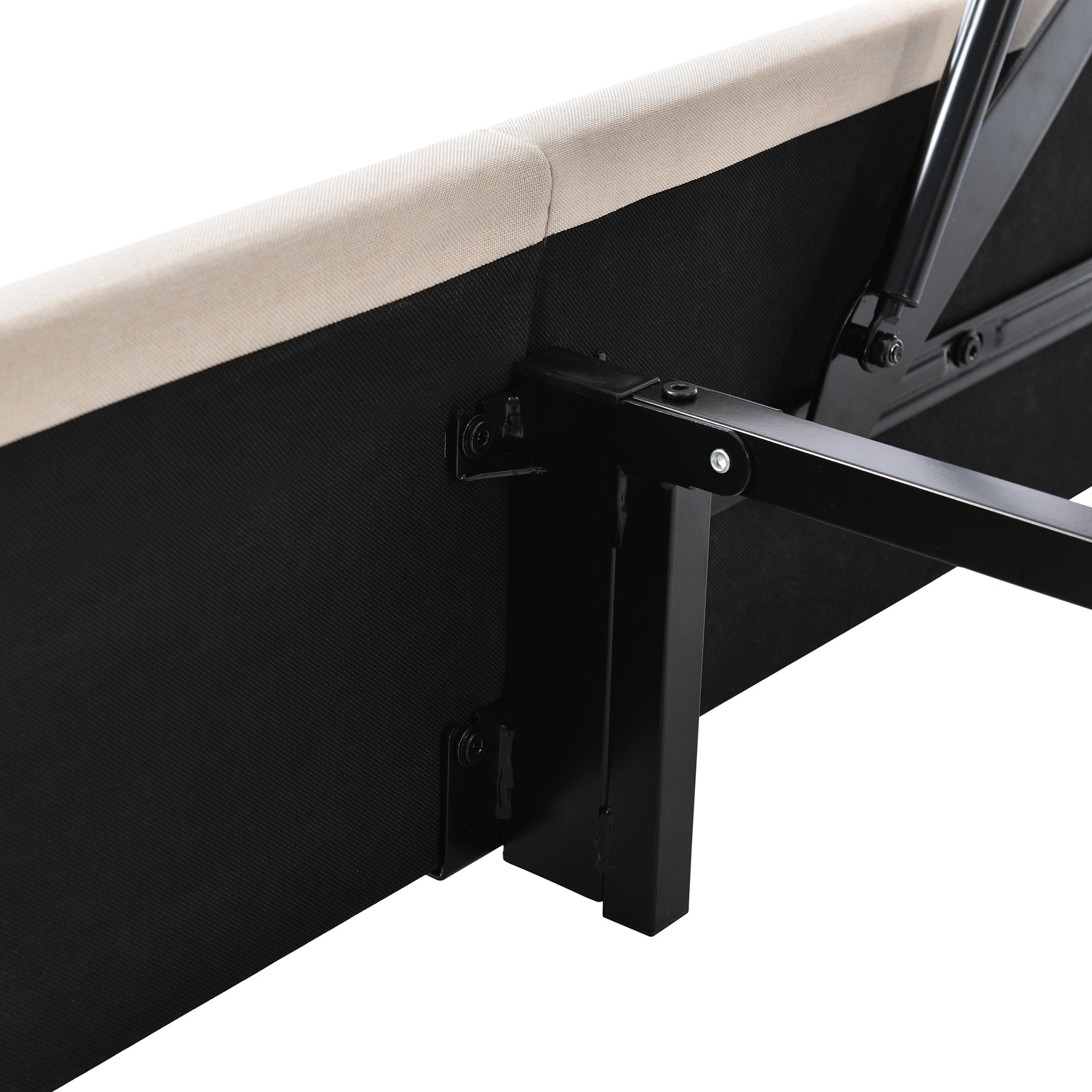 Storage Bed, Upholstered Hydraulic Double 160x200cm, Linen Beige