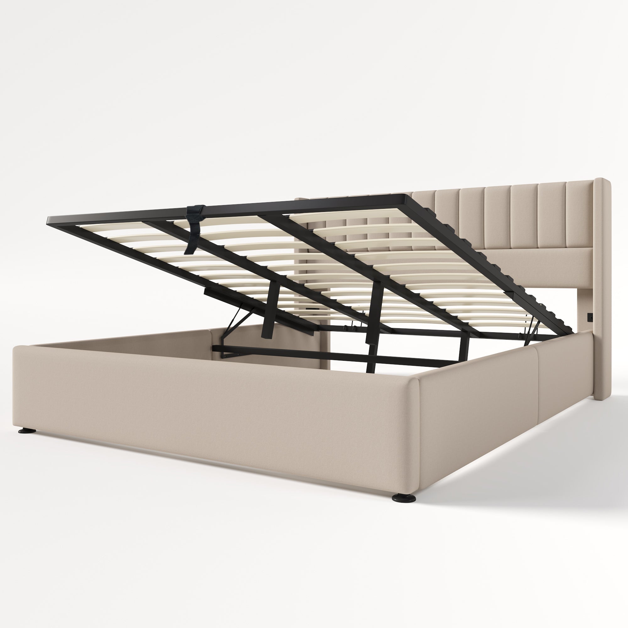 Storage Bed Hydraulic Double 180x200cm, Linen Beige